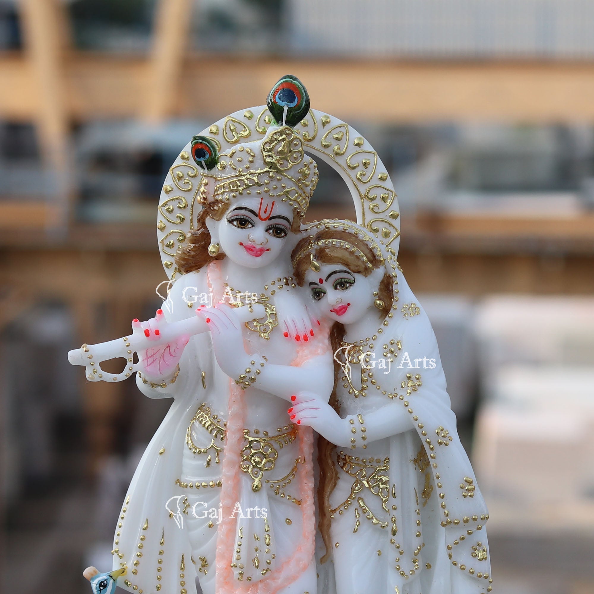 White Marble Radha Krishna Jodi | 12 Inch