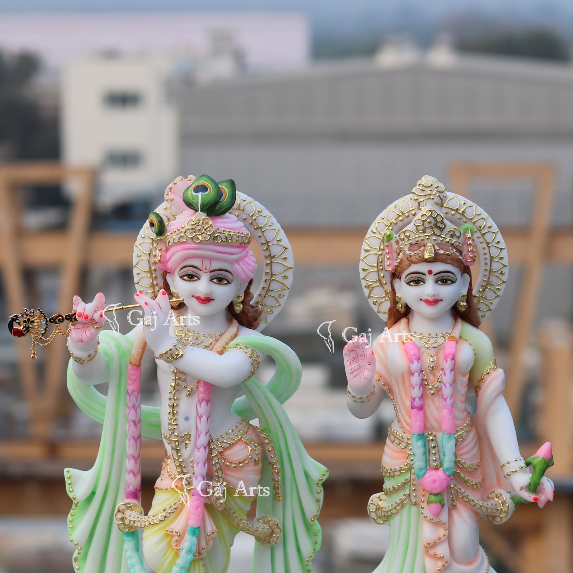 White Marble Ethiopia Radha Krishna Idol | 18 Inch