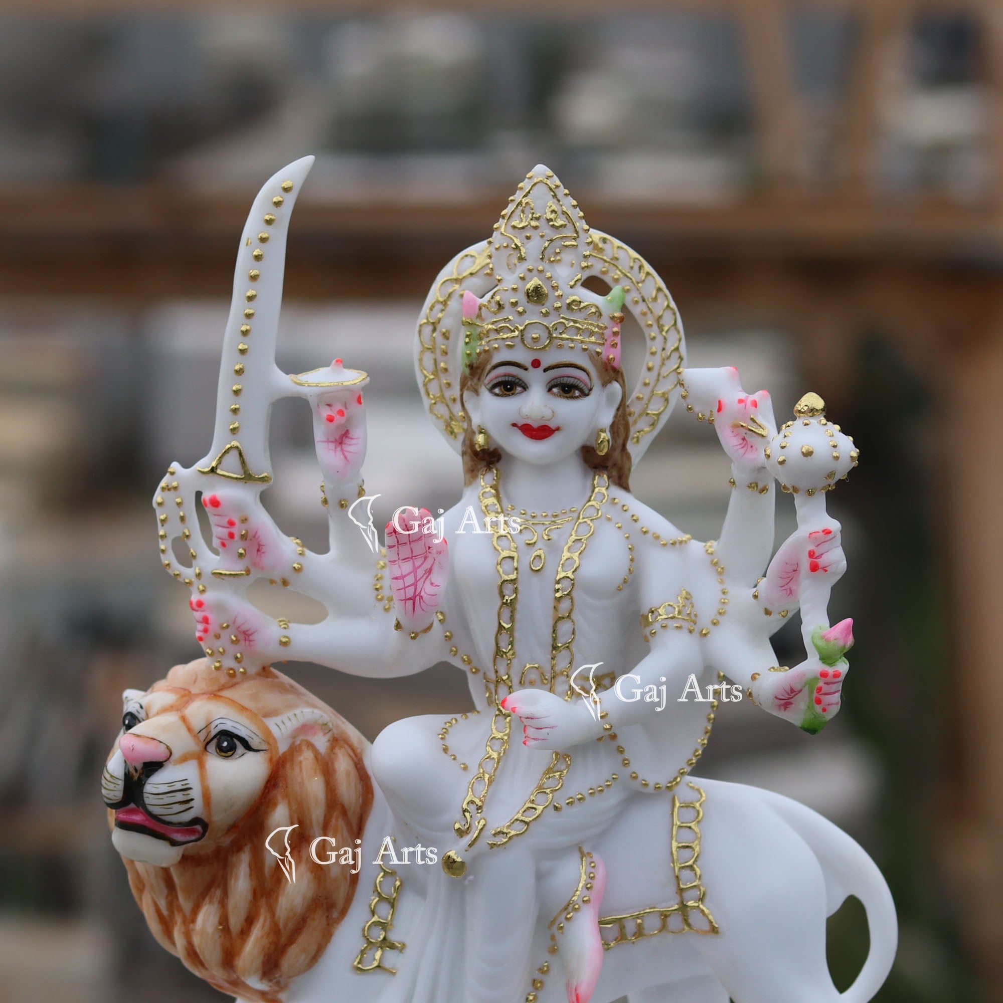 White Marble Durga Mata Idol | 12 Inch