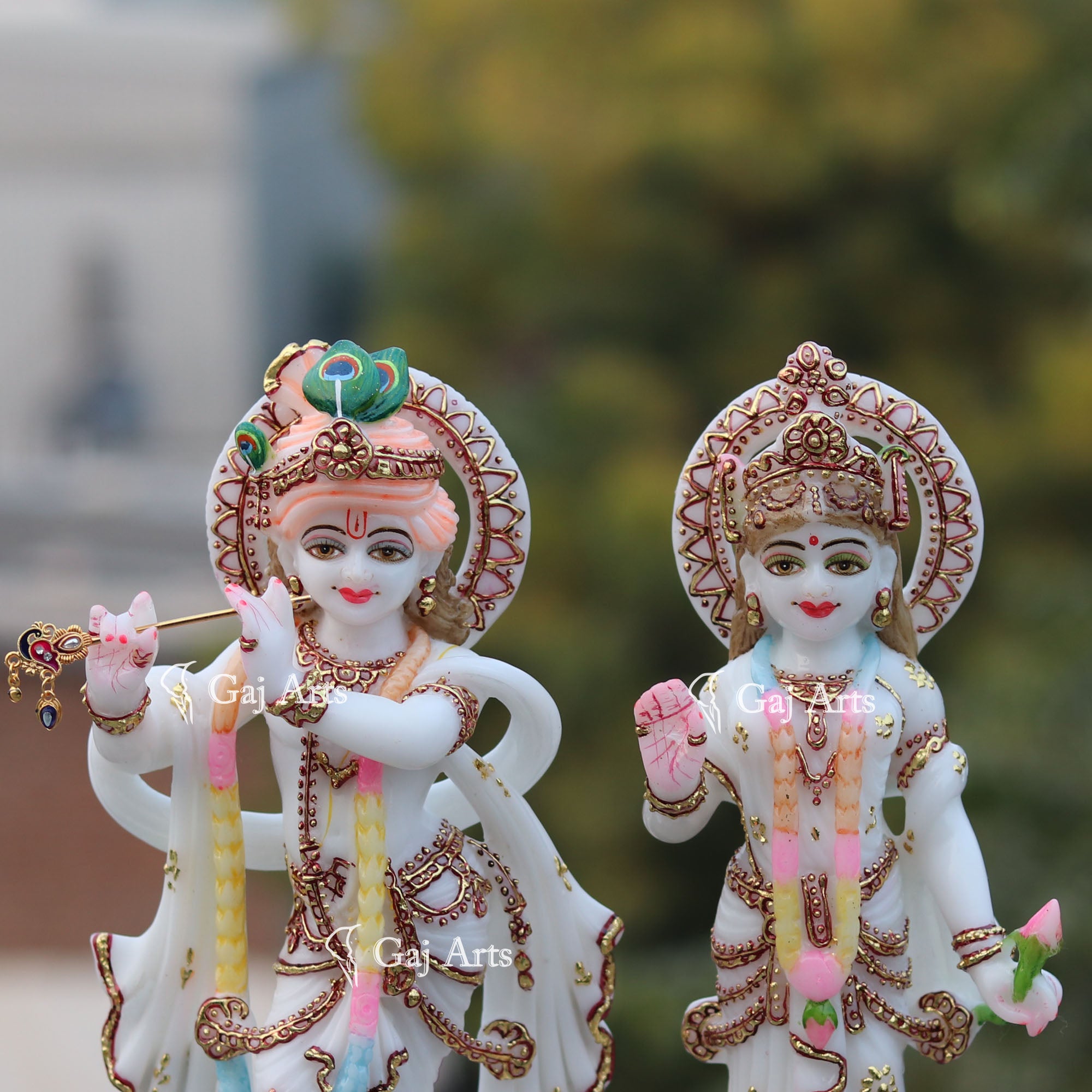 White Marble Radha Krishna Jodi | 12 Inch