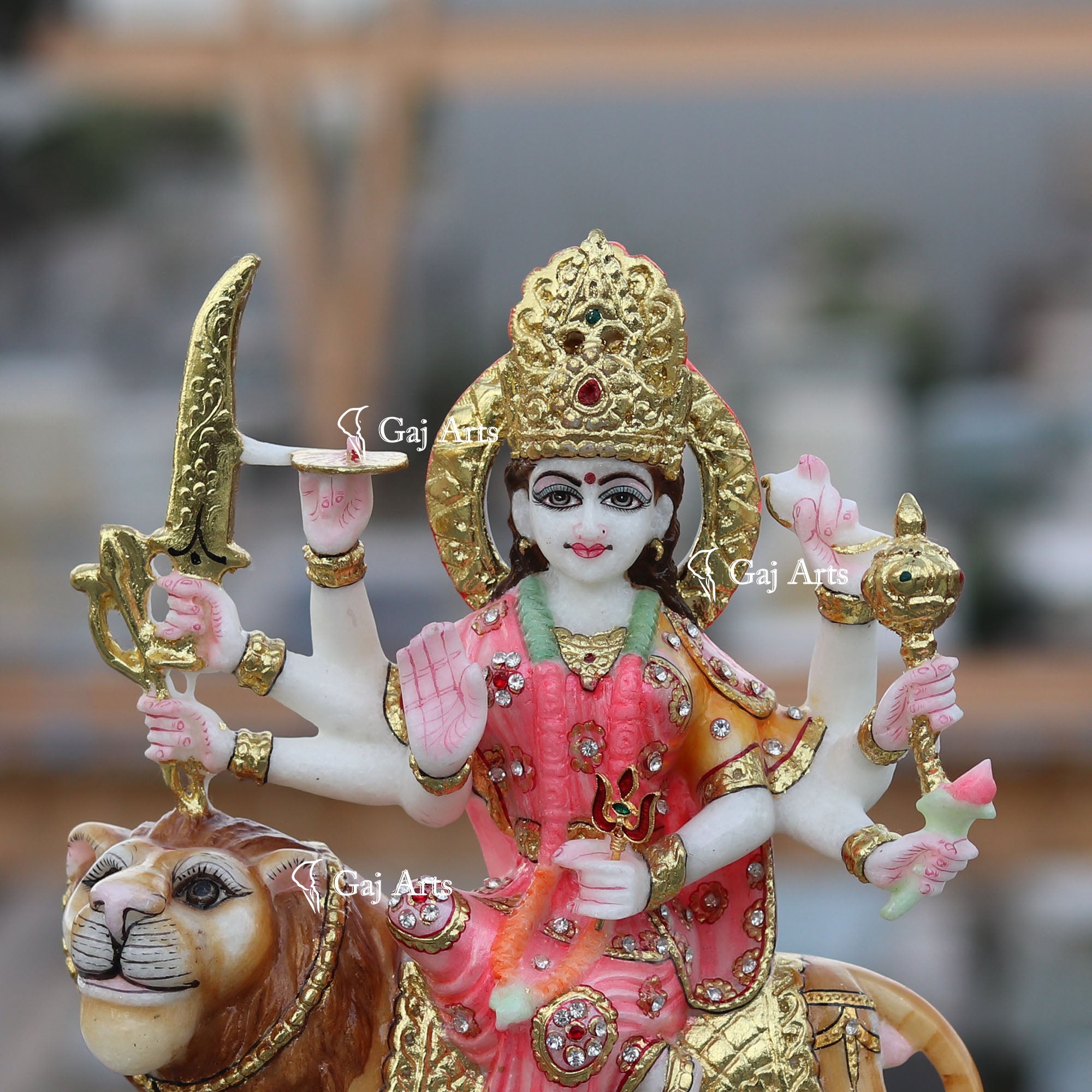 White Marble Durga Maa Statue | 12 Inch