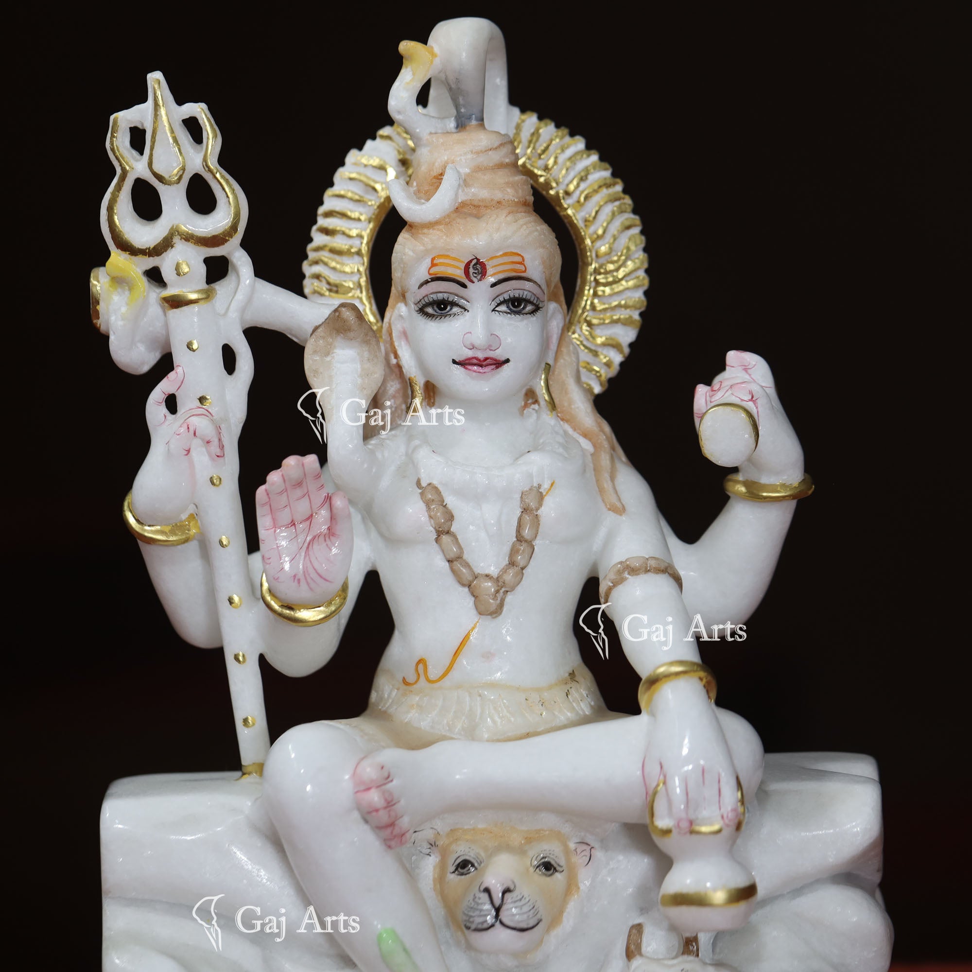 Super White Makrana Marble Lord Shiva Idol | 12 Inch