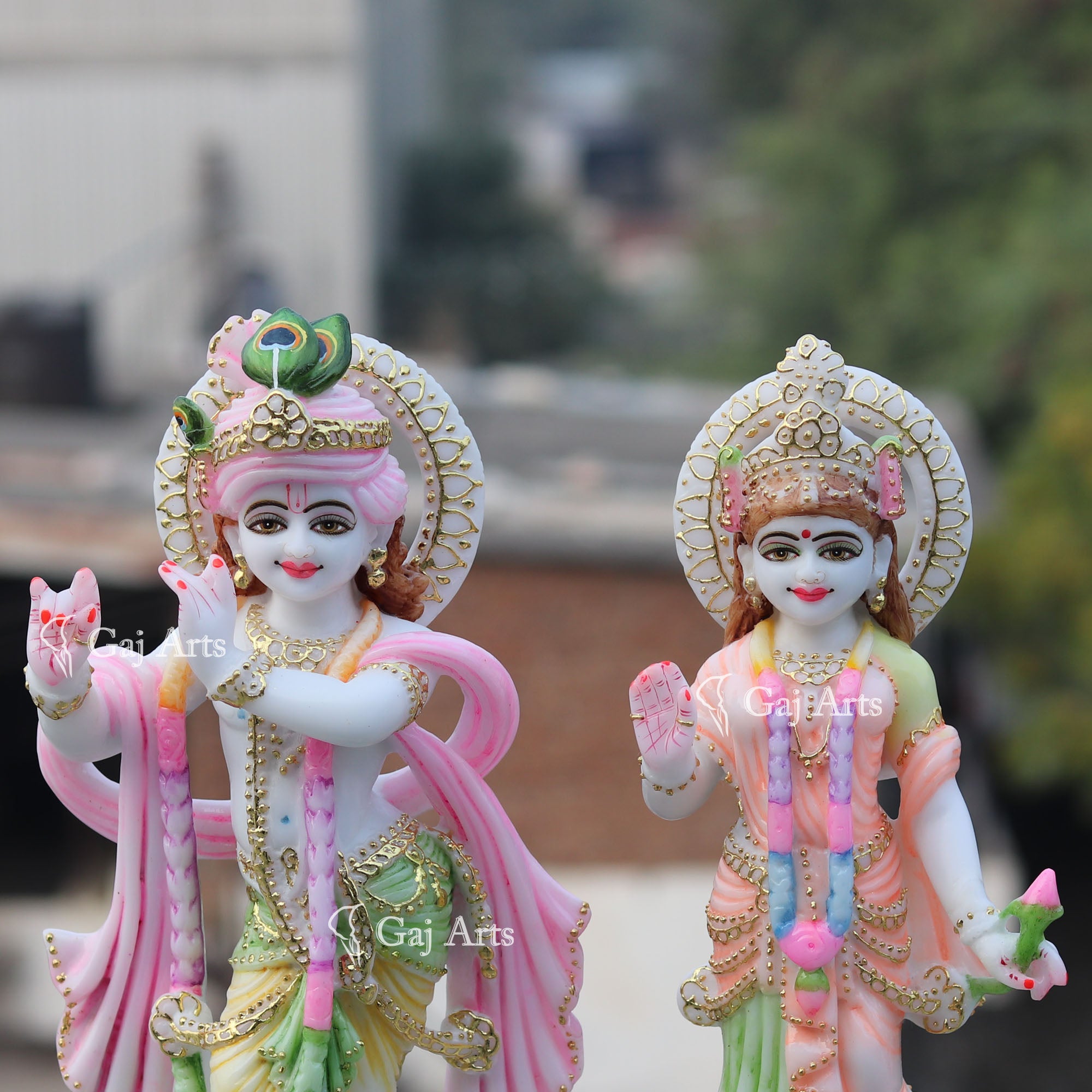 White Marble Radha Krishna Idol | 15 Inch