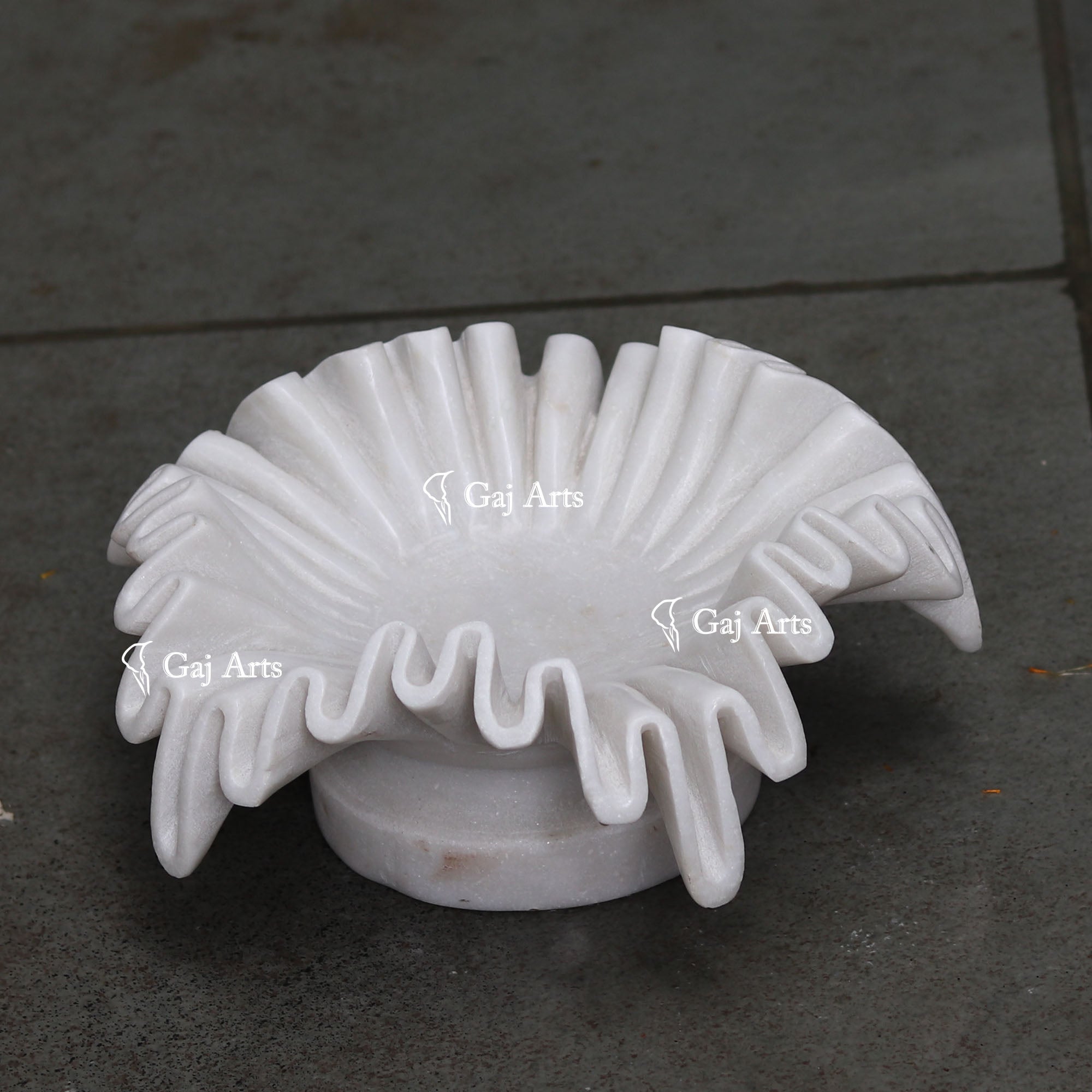 White Marble Flower Bowl | 12 Inch