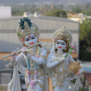 White Marble Ethiopia Radha Krishna Jodi Idol | 27 Inch
