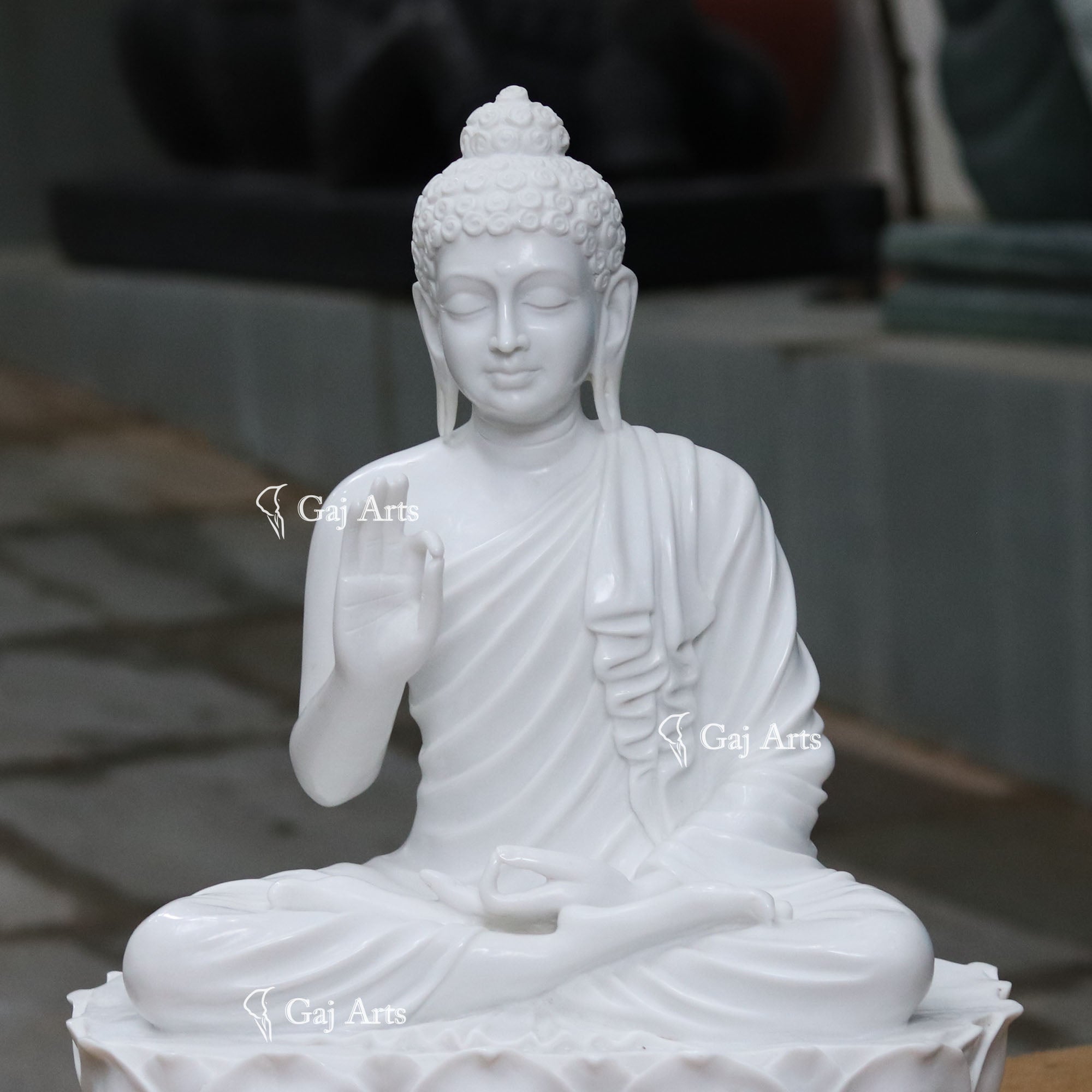 White Marble Buddha Statue | 24 Inch