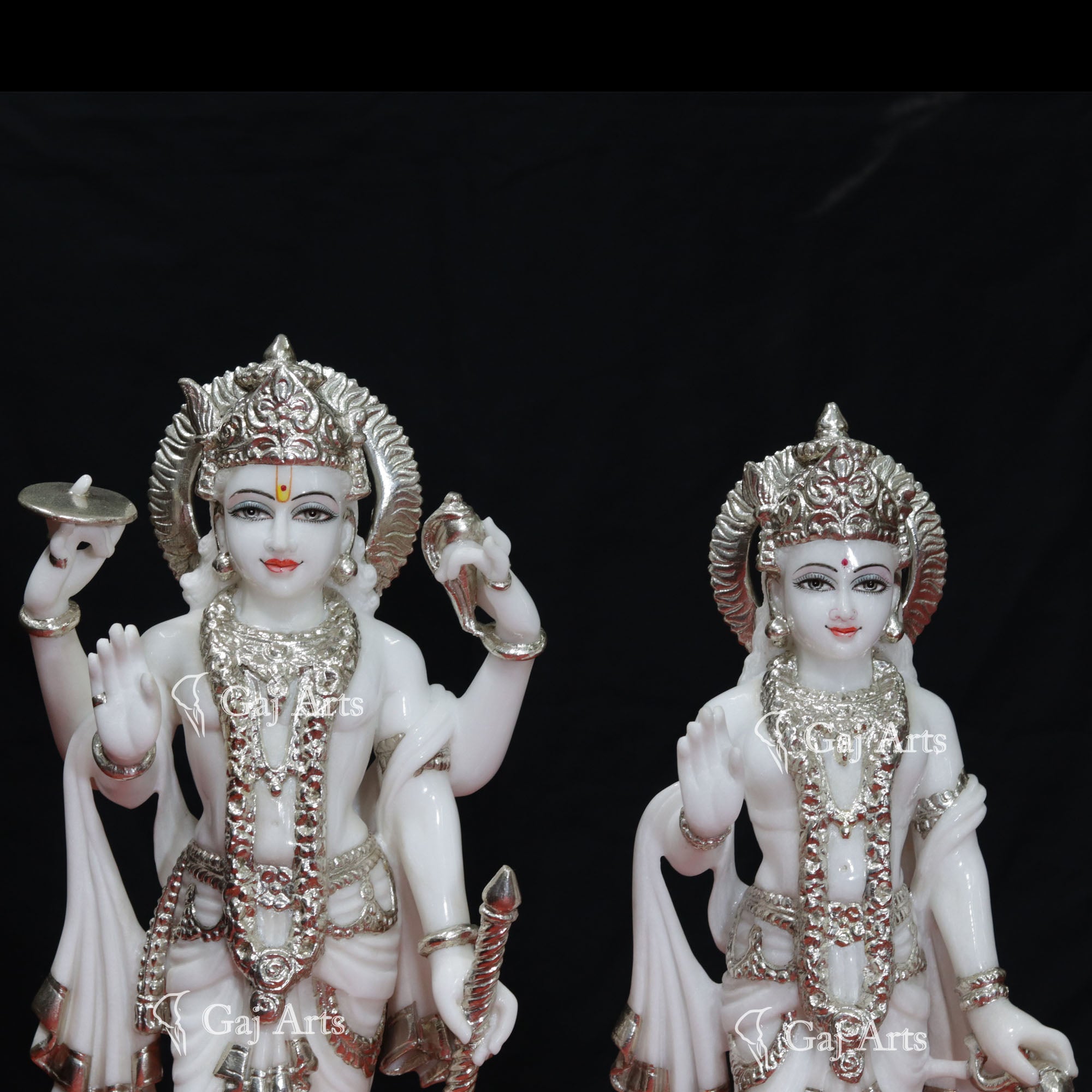 White Makrana Marble Lakshmi Narayan Idol | 18 Inch