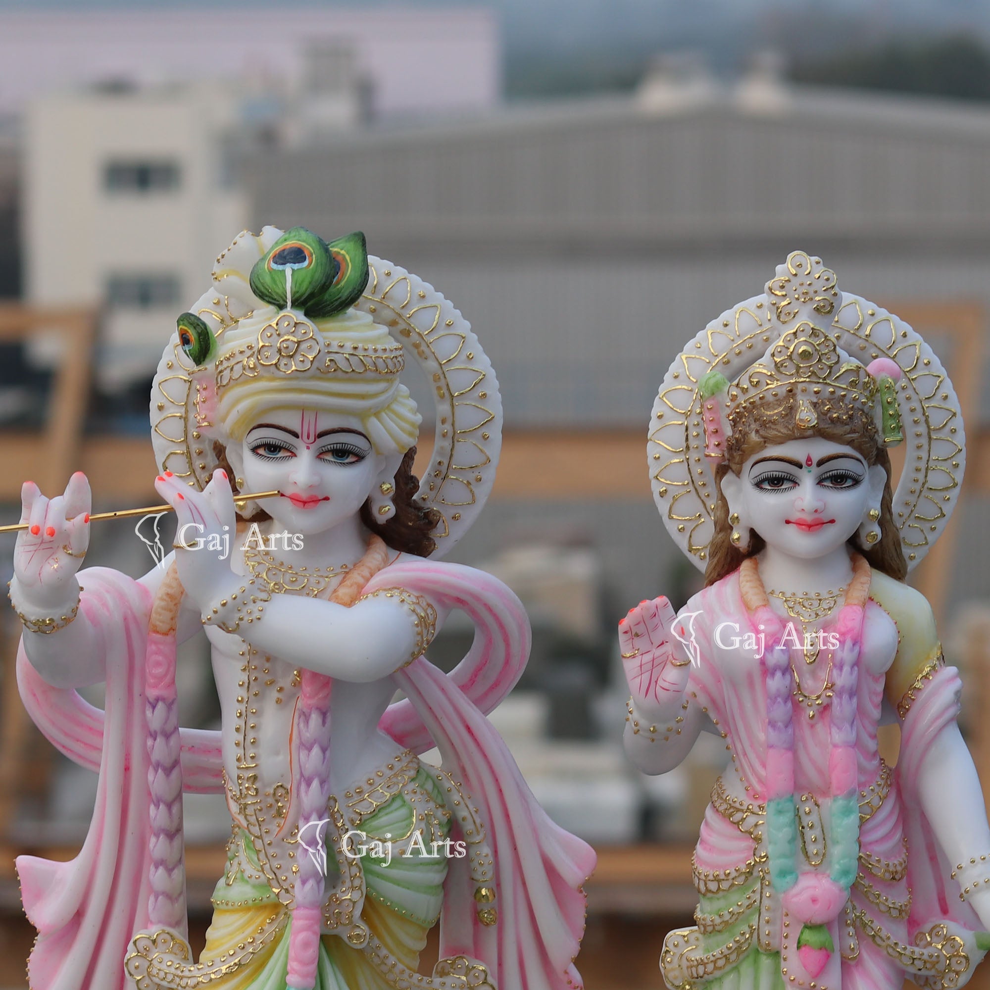 Natural Marble Radha Krishna Statue | 24 Inch