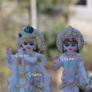 Gold Marble Radha Krishna Idol | 7 Inch