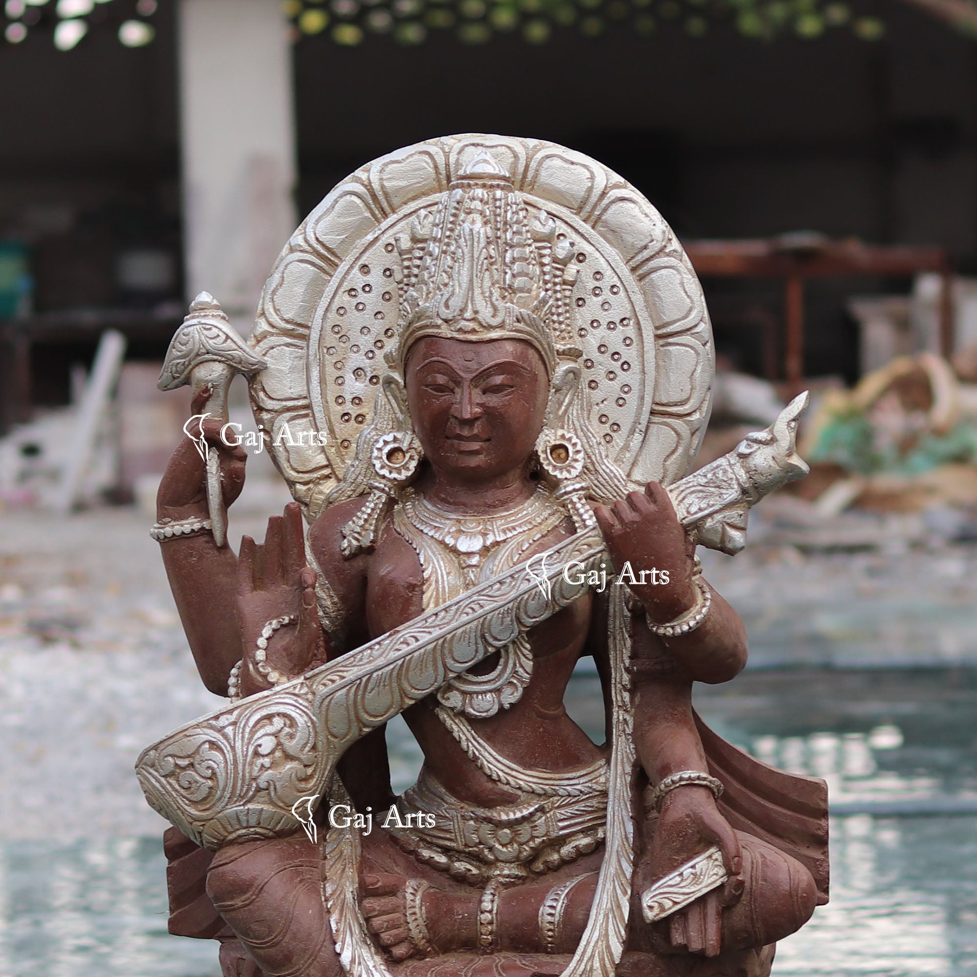 Sandstone Saraswati Mata Statue | 36 Inch
