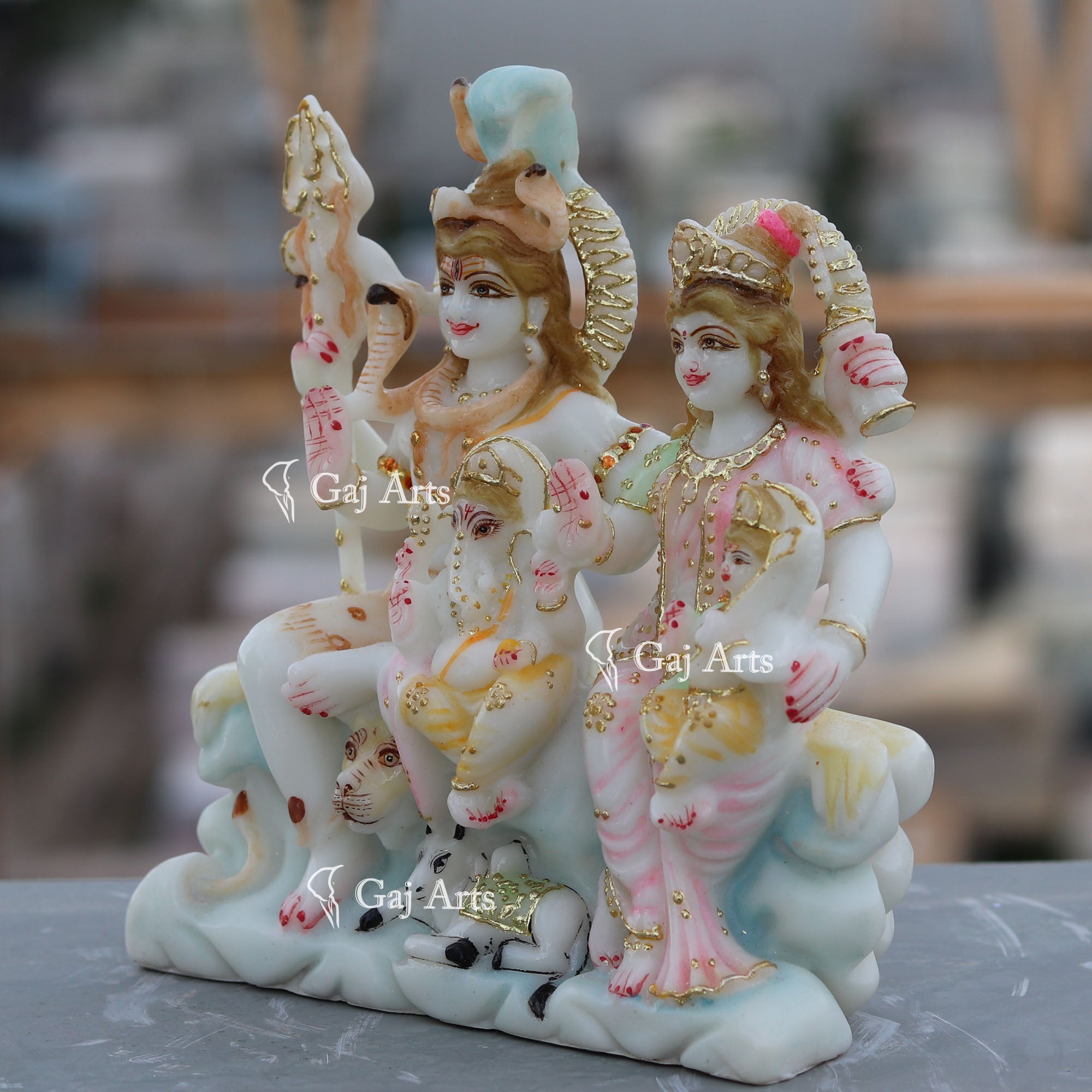 Marble Shiv Parivar Idol | 7 Inch