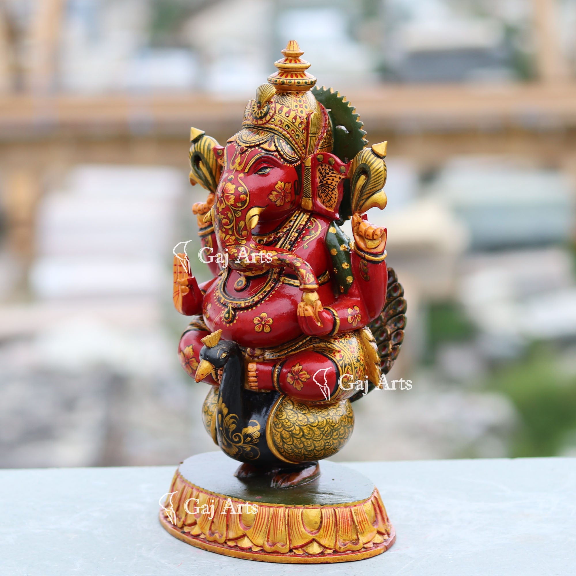 Handcrafted Wooden Ganesh Statue | 12 Inch