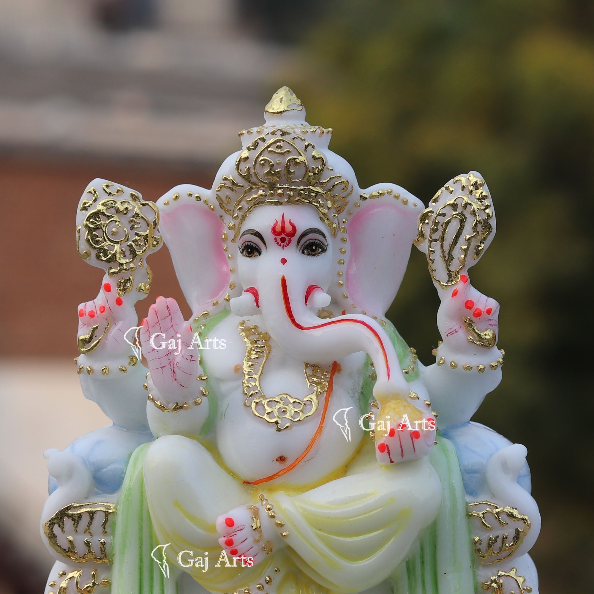 White Marble Ganesh Murti | 7 Inch