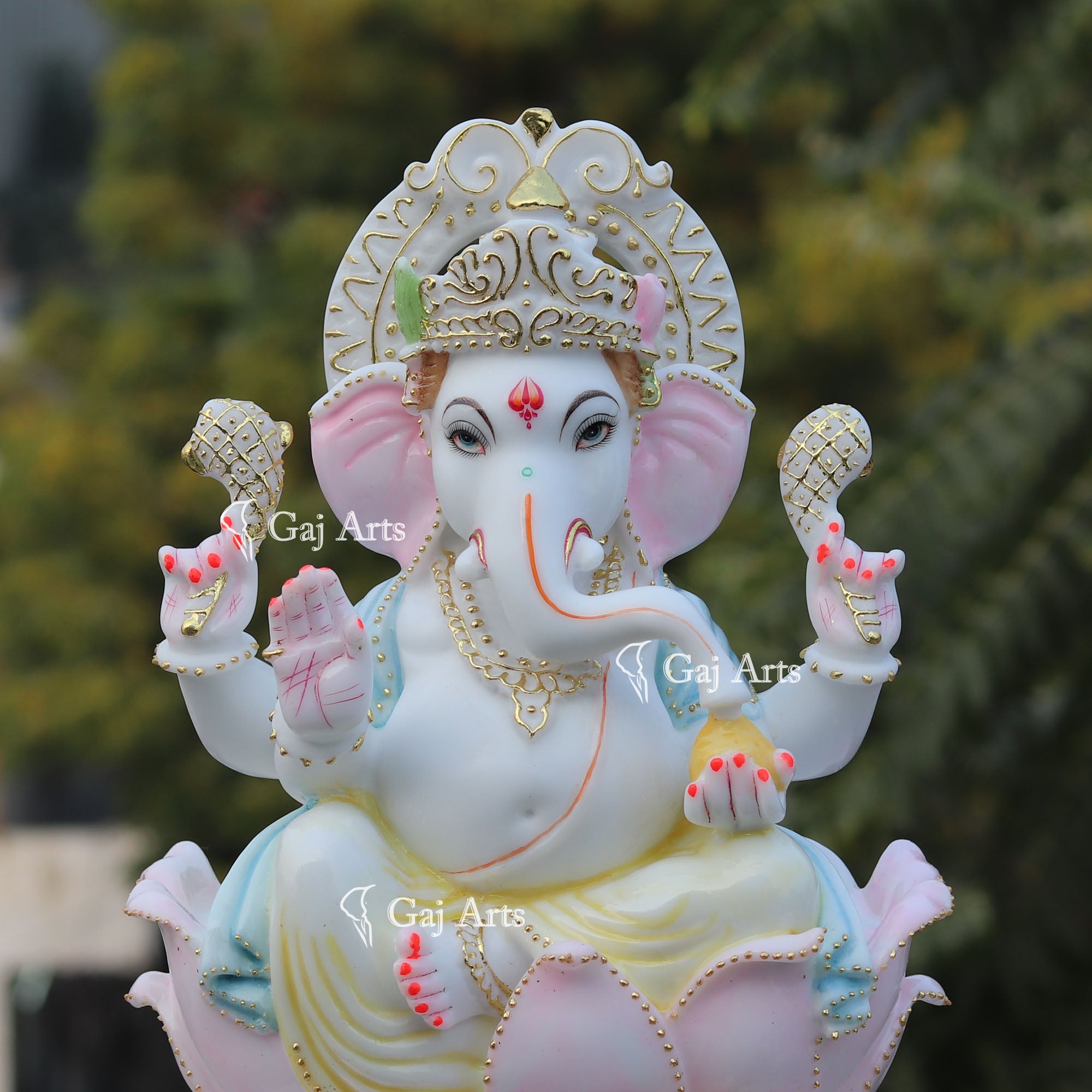 White Marble Ethiopia Ganesh Idol | 18 Inch