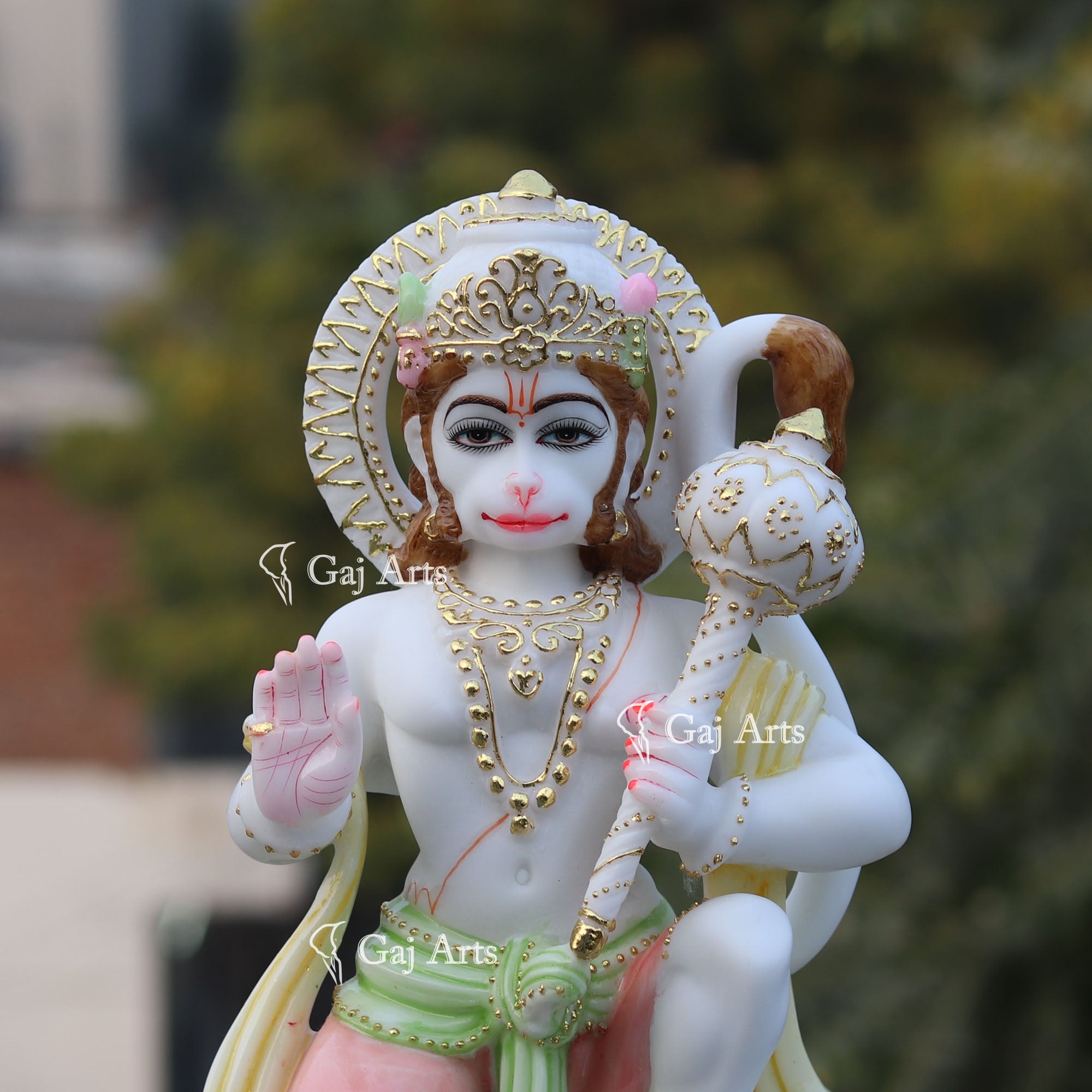 White Marble Hanuman Ji Idol | 15 Inch