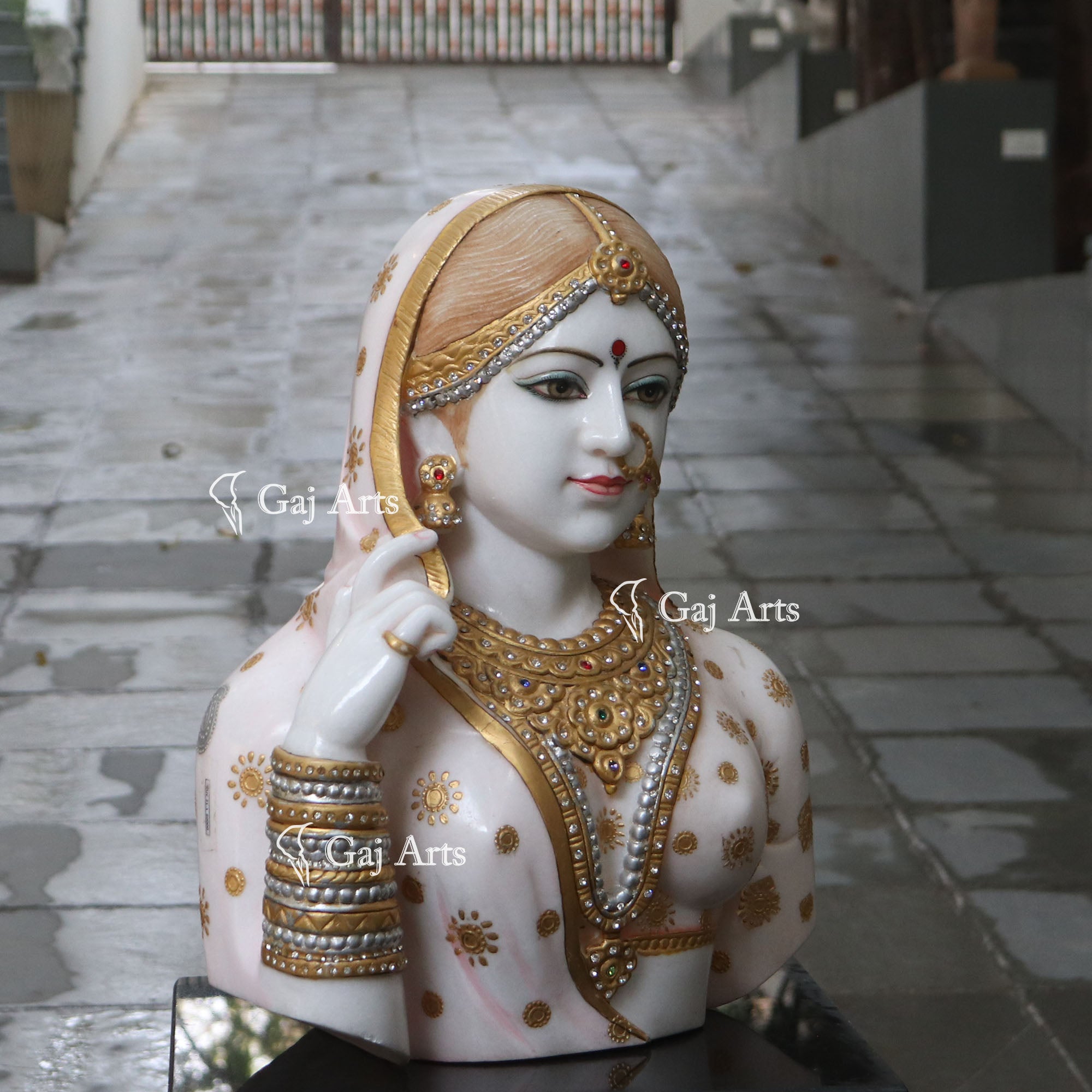 Super White Marble Bani Thani Lady Face Statue | 21 Inch