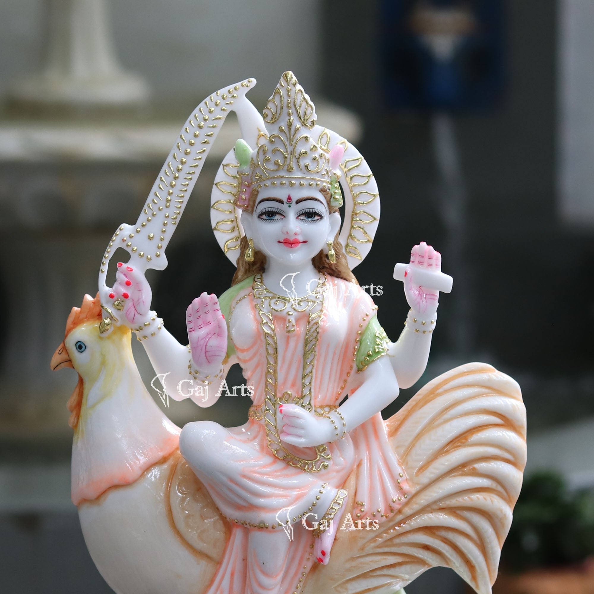 White Marble Bahu Charni Mata Idol | 18 Inch