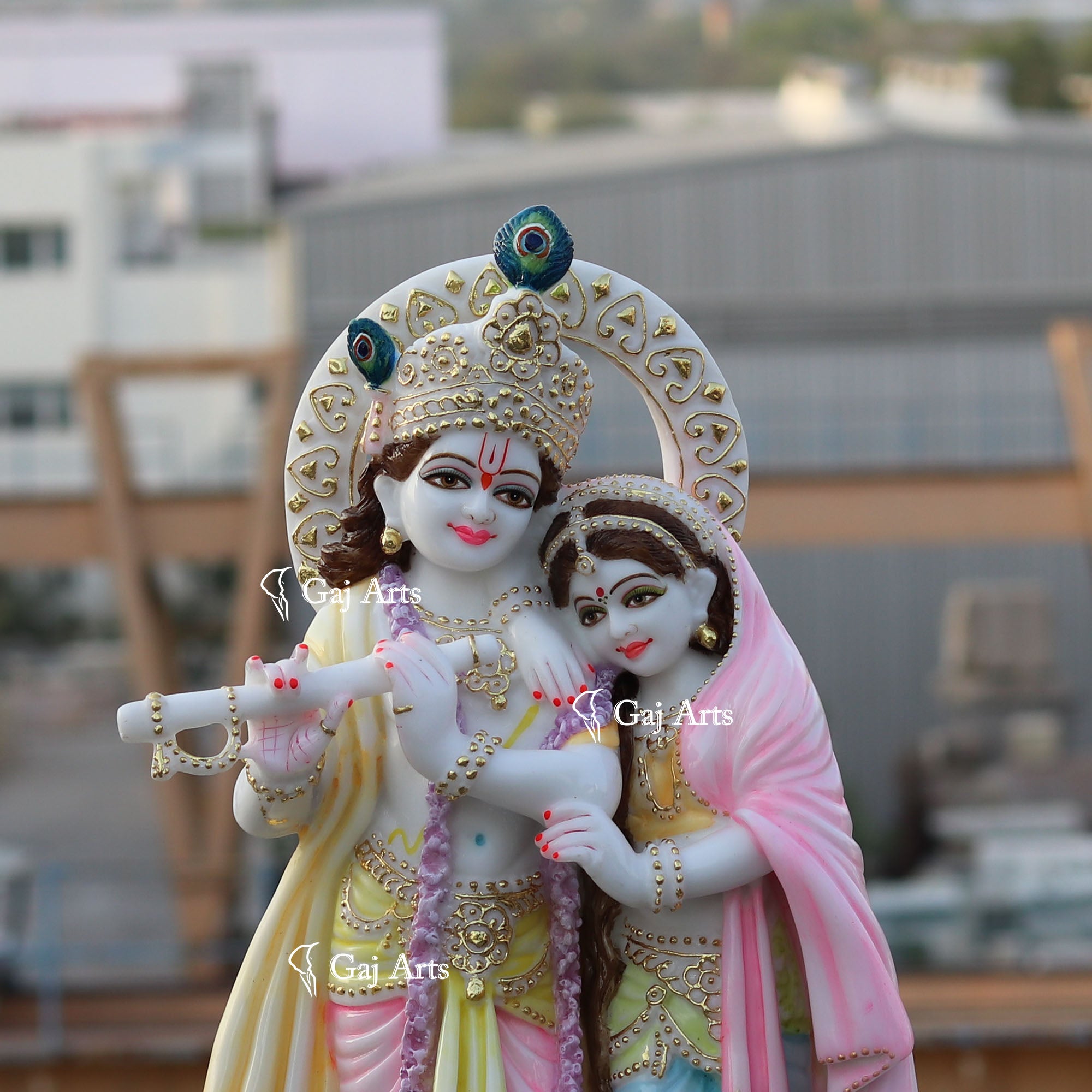 White Marble Ethiopia Radha Krishna Idol | 24 Inch