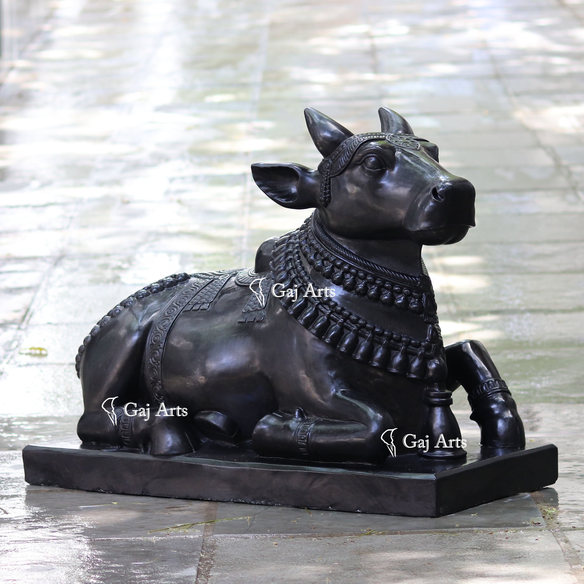 Black Marble Nandi Idol | 36 Inch