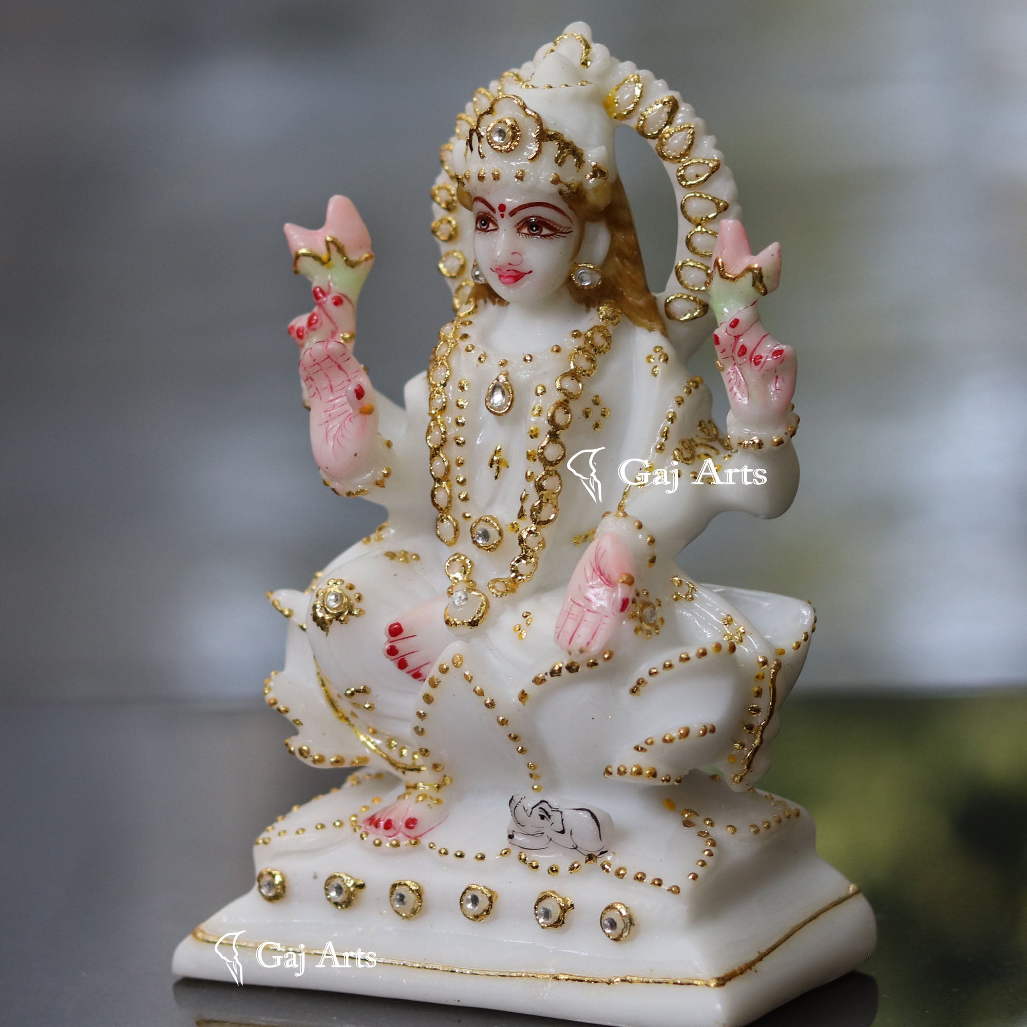 White Marble Lakshmi Mata Murti | 6 Inch