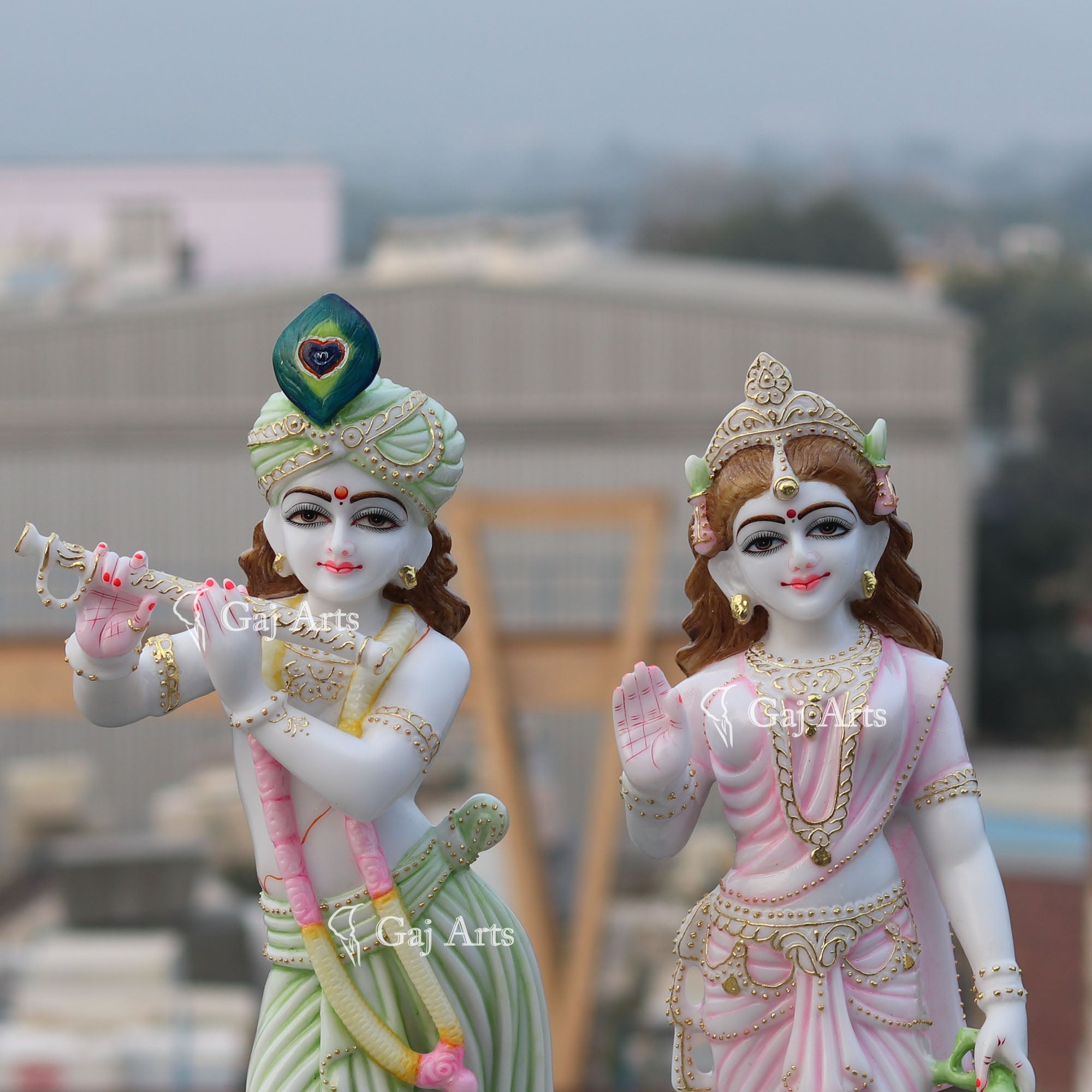 White Marble Ethiopia Radha Krishna Idol | 27 Inch
