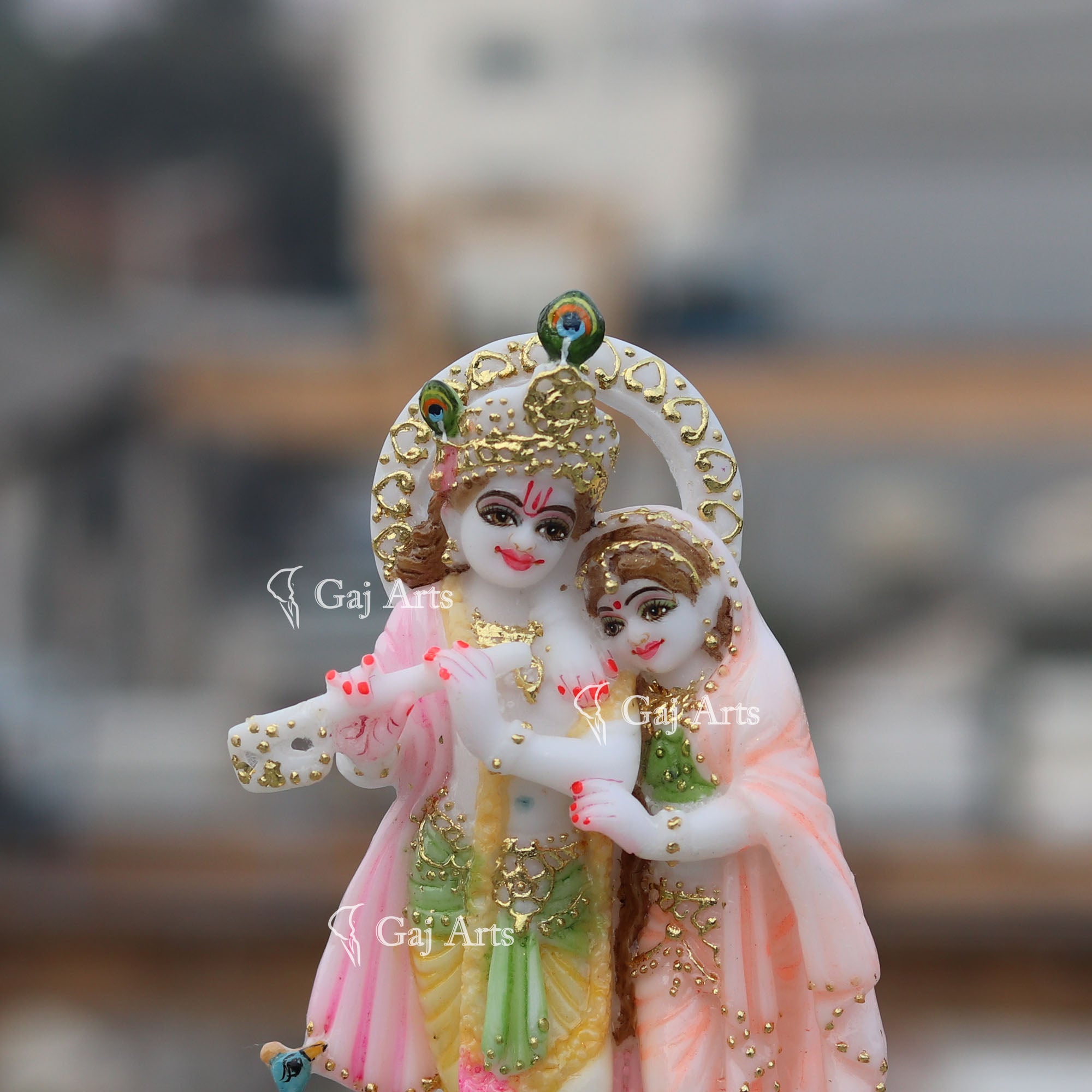 White Marble Radha Krishna Murti | 7 Inch