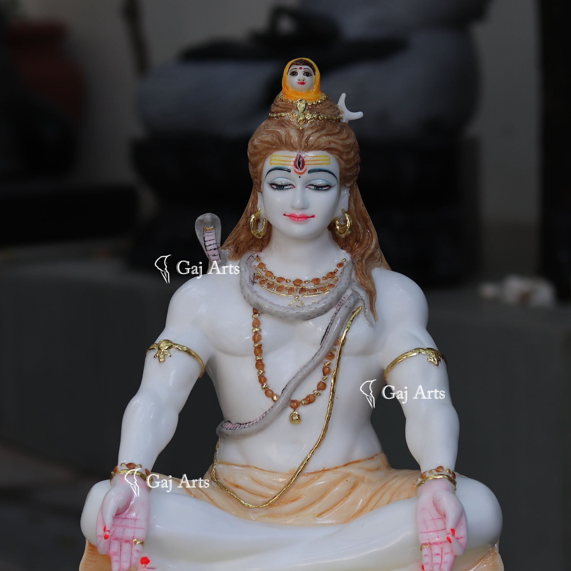 White Ethiopia Marble Shiva Statue | 18 Inch