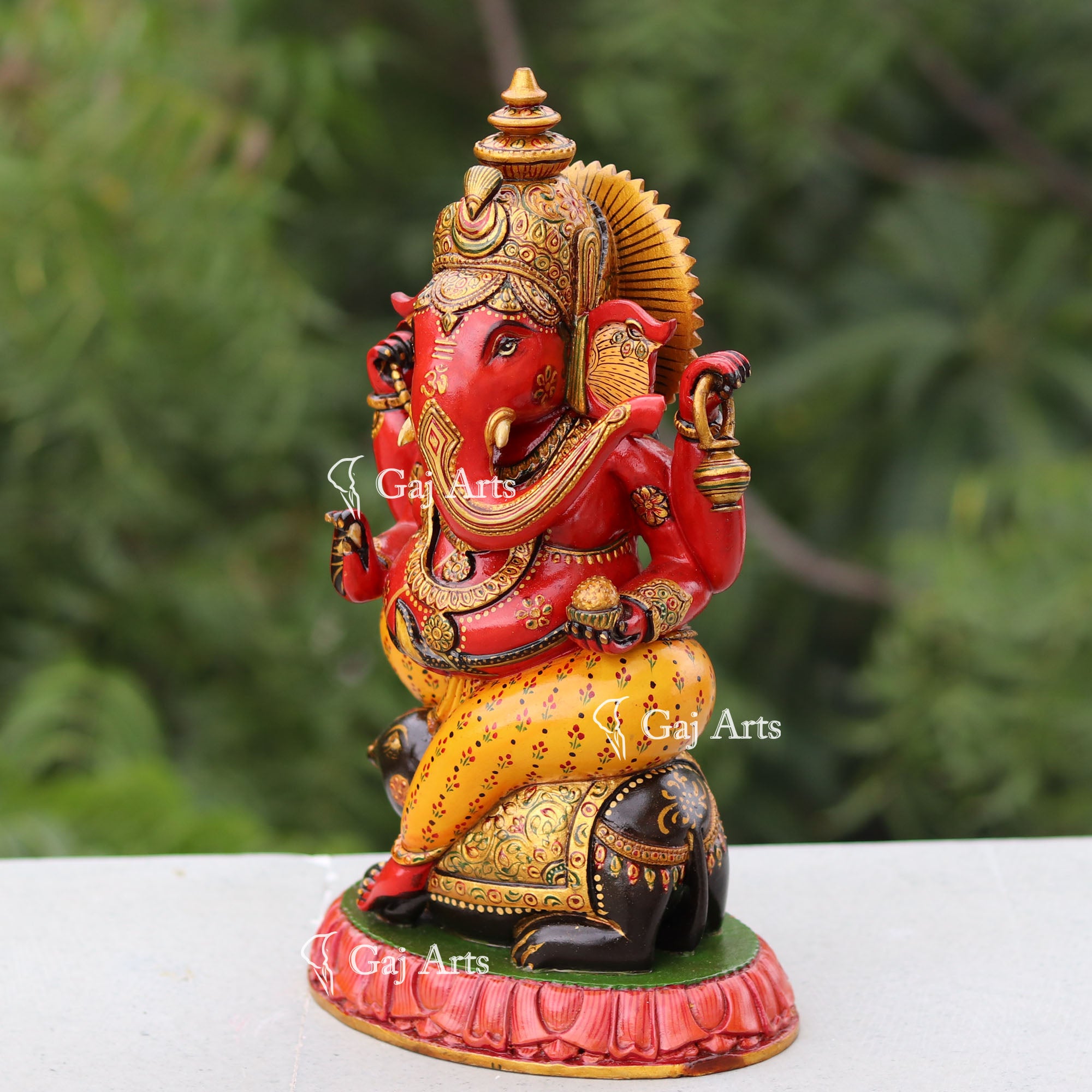 Handcrafted Wooden Ganesh Statue | 12 Inch