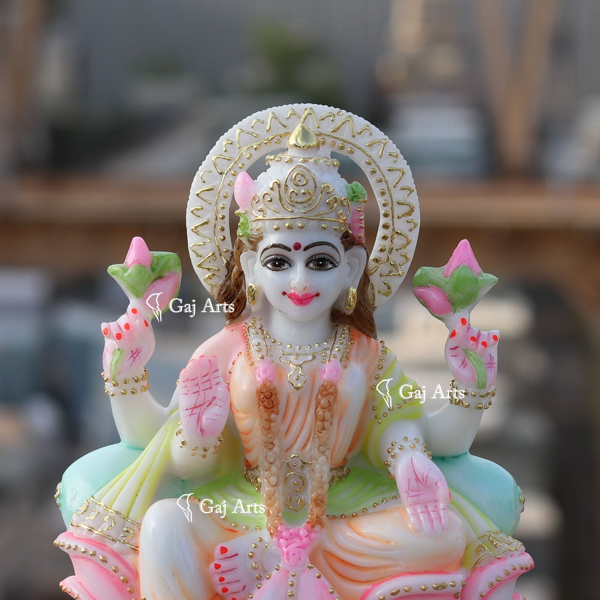 White Marble Lakshmi Mata Statue | 9 Inch