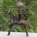 Dhokra Art Horse Monkey Riders Sculpture | 18 Inch