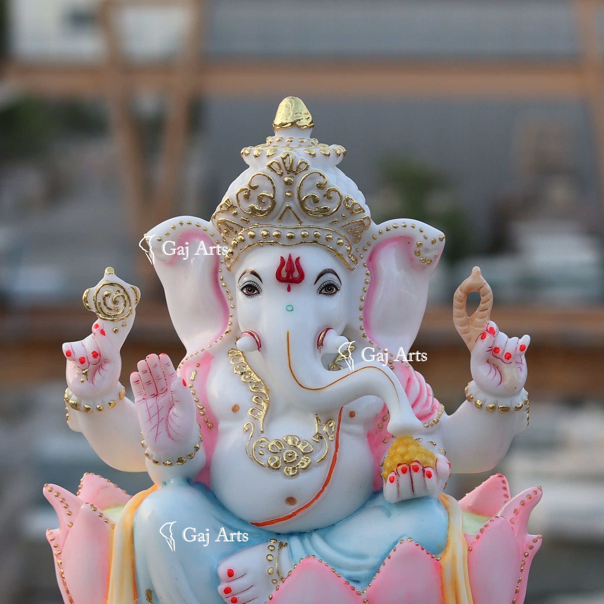 White Marble Ethiopia Ganesh Idol | 15 Inch