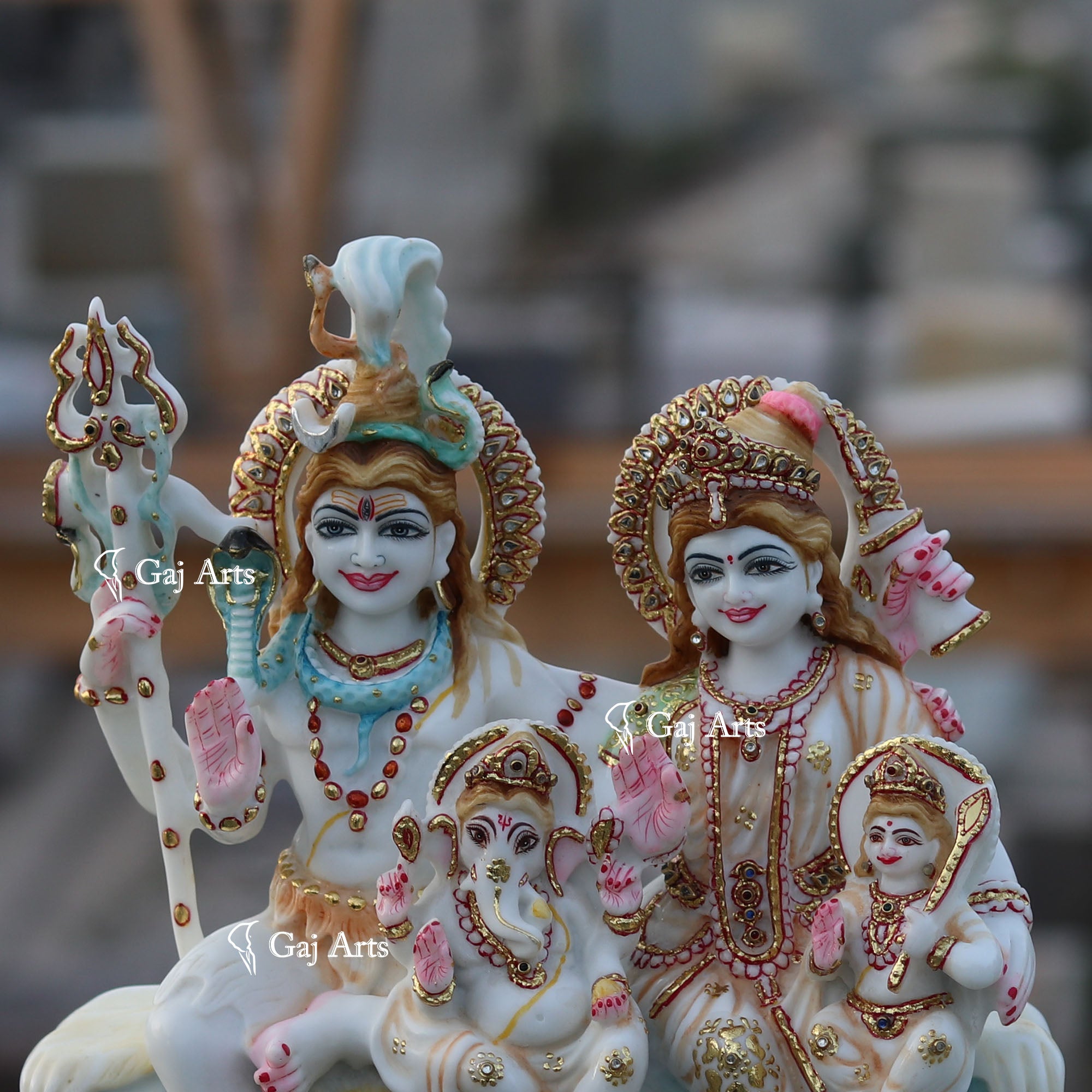 White Marble Shiv Parivar Statue | 12 Inch