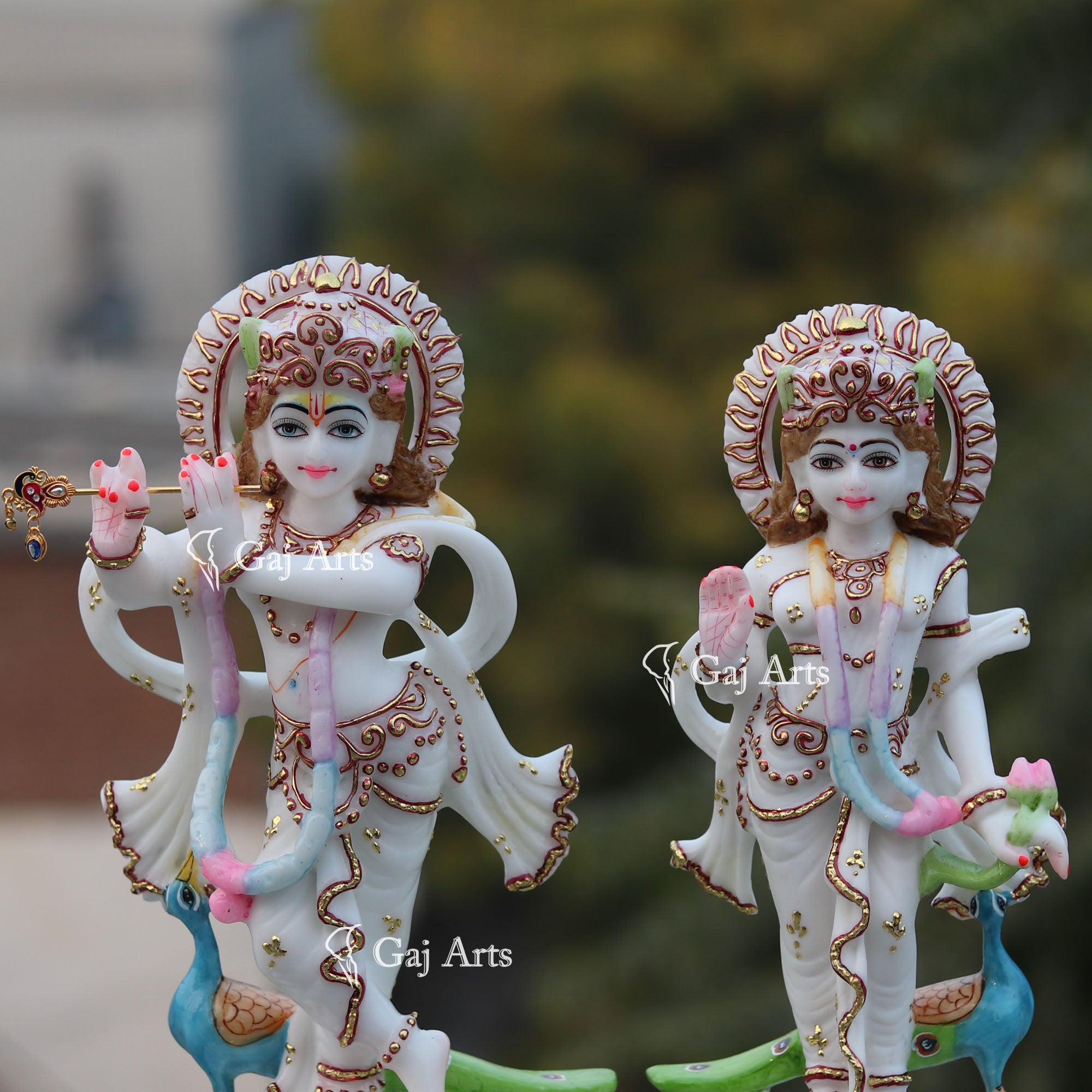 Radha Krishna Idol 12 Inch | White Marble
