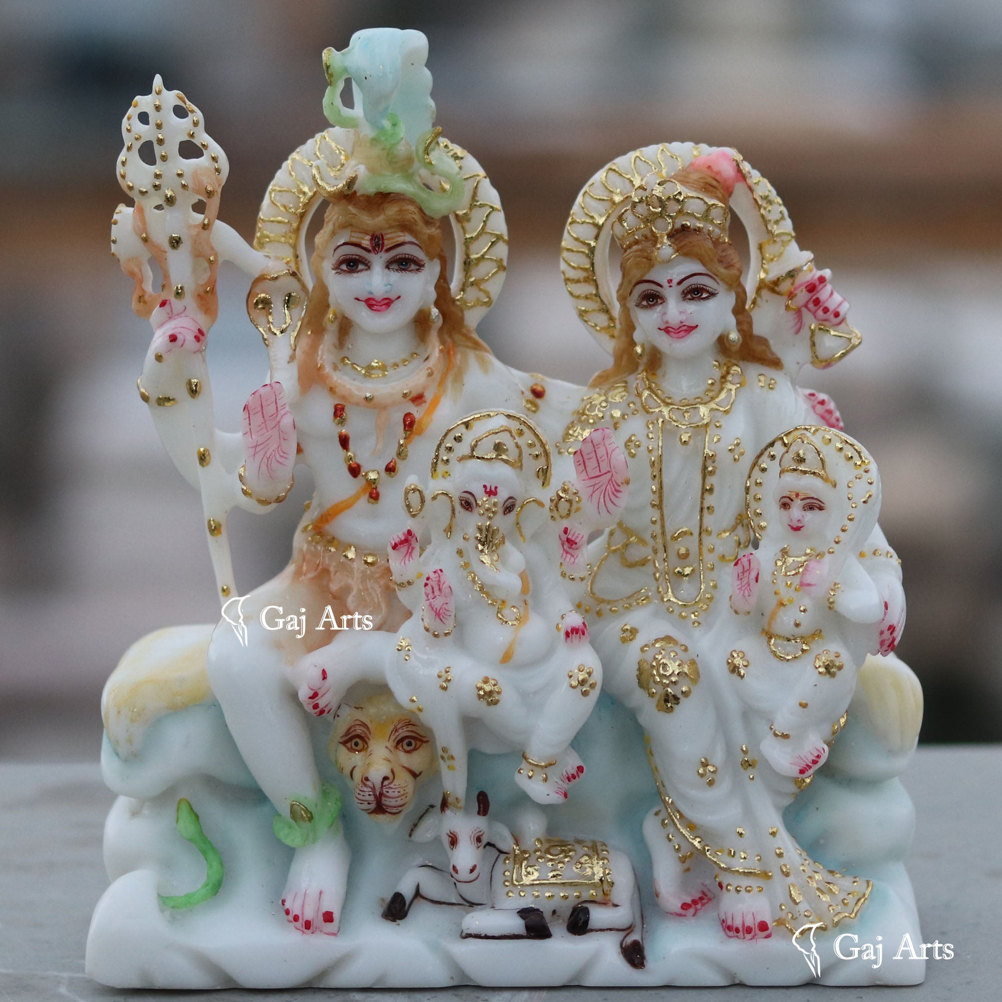 White Marble Shiv Parivar Statue | 7 Inch