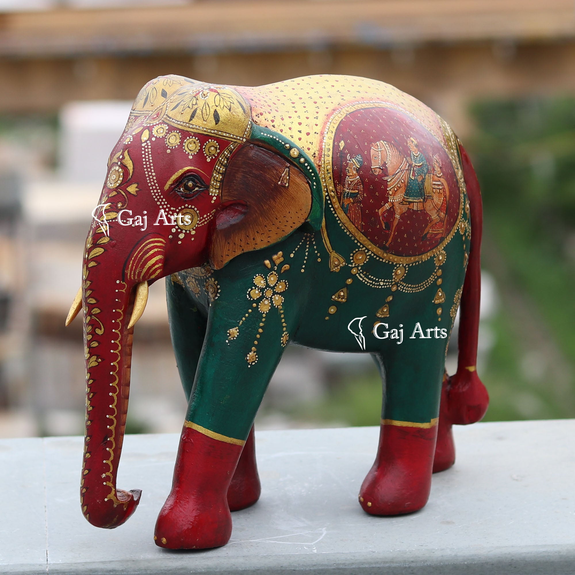 Wooden Elephant Statue | 12 Inch