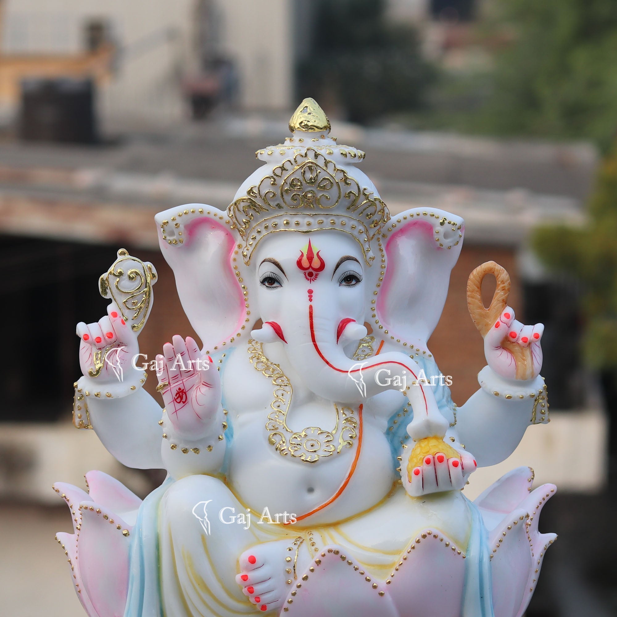 White Marble Ethiopia Ganesh Idol | 18 Inch