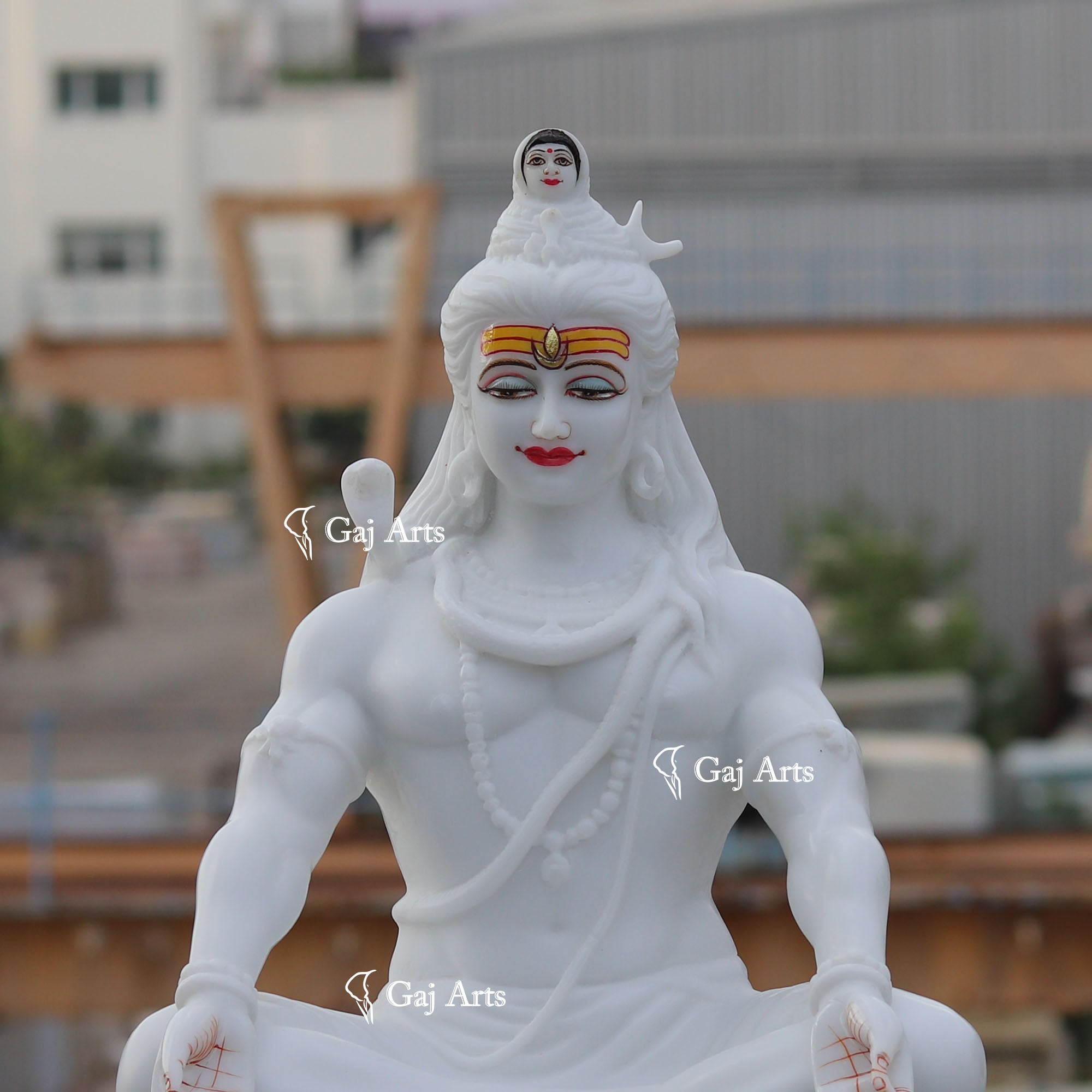 White Marble Ethiopia Shiva Statue | 18 Inch