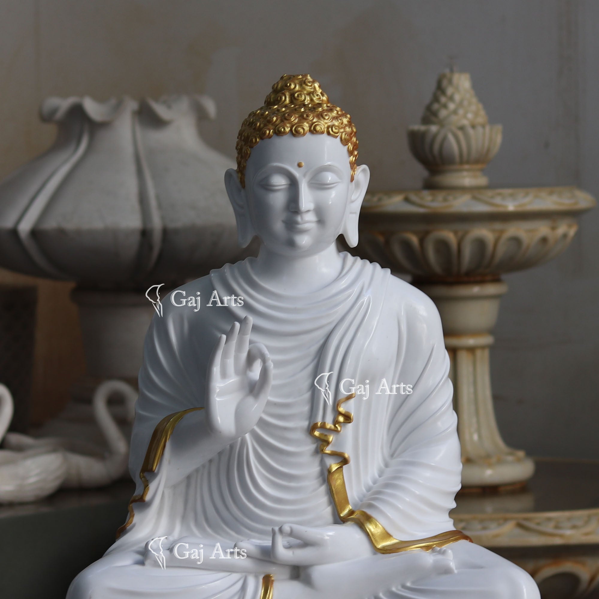 White Marble Buddha Statue | 36 Inch