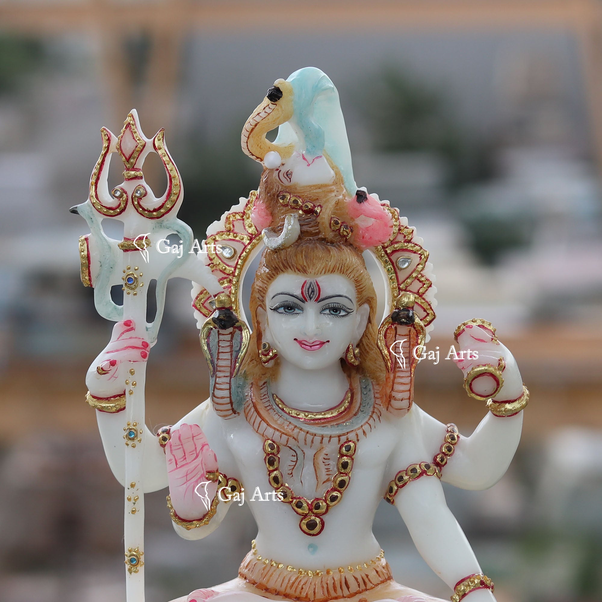 White Ethiopia  Marble Lord Shiva Statue | 10 Inch