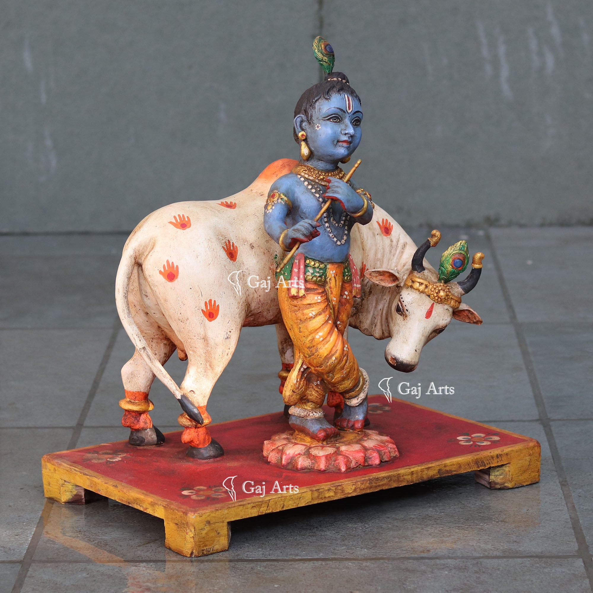 Wooden Go Gopal Statue | 21 Inch