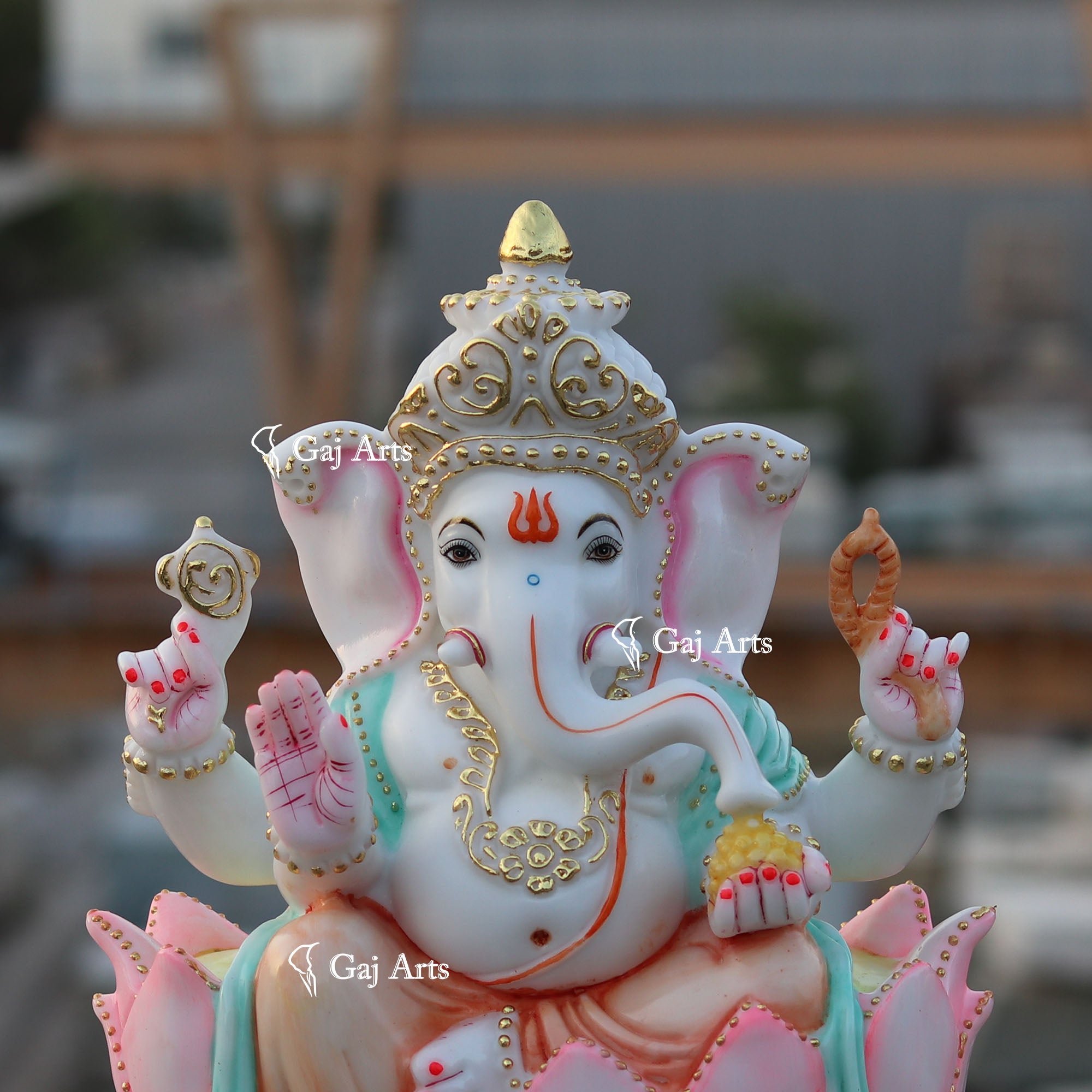White Marble Ethiopia Ganesh Idol | 15 Inch
