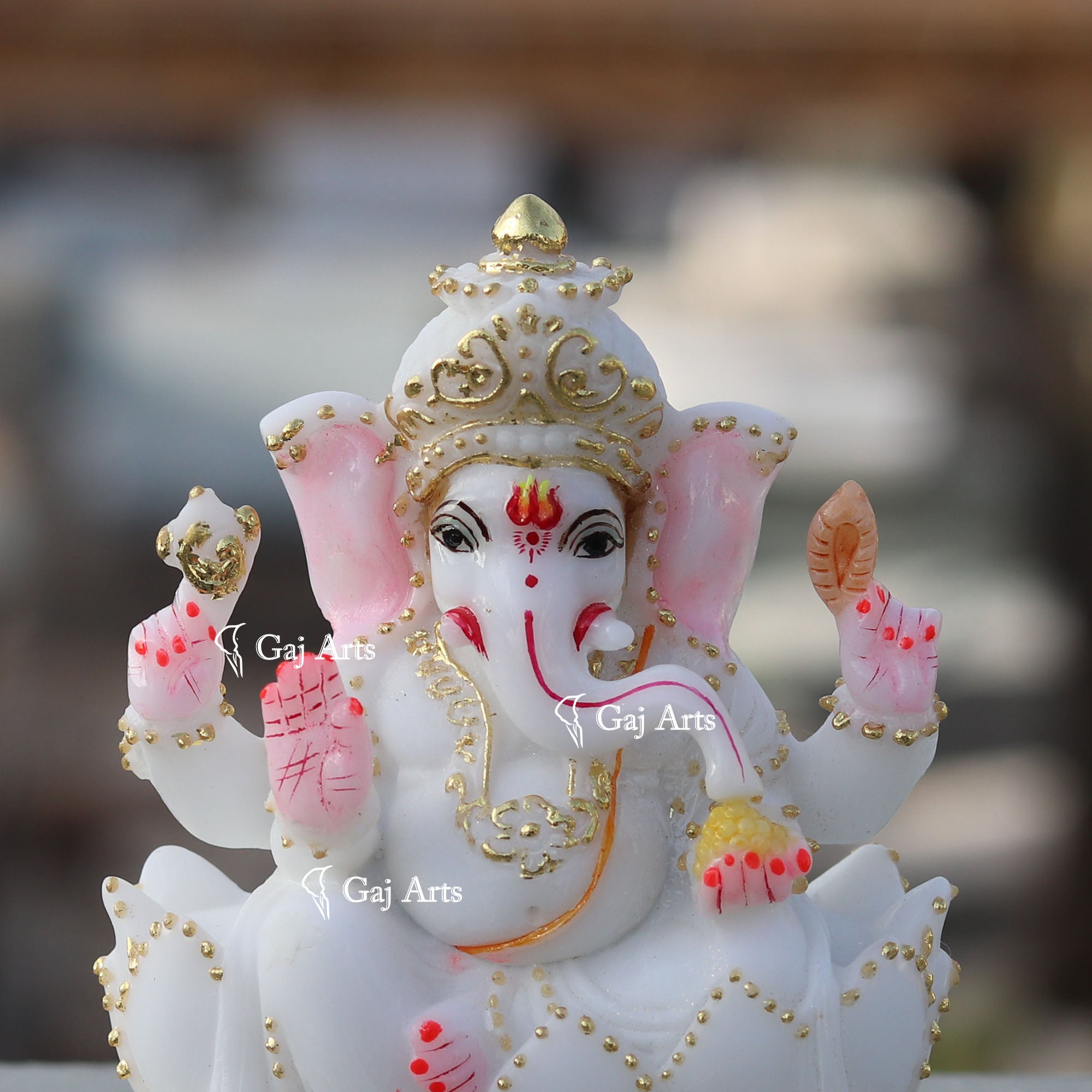 White Marble Ganesh Murti | 5 Inch