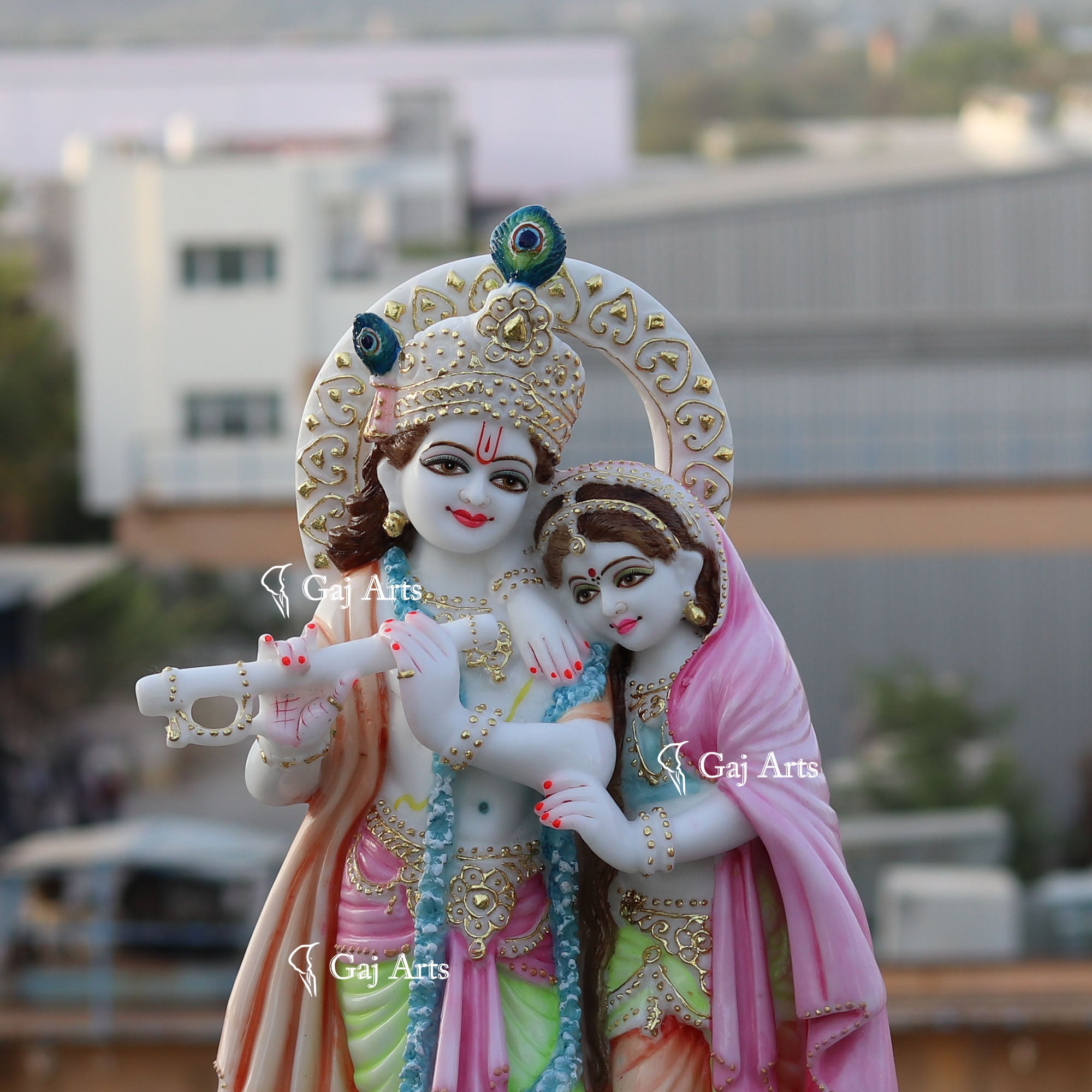 White Marble Ethiopia Radha Krishna Idol | 24 Inch