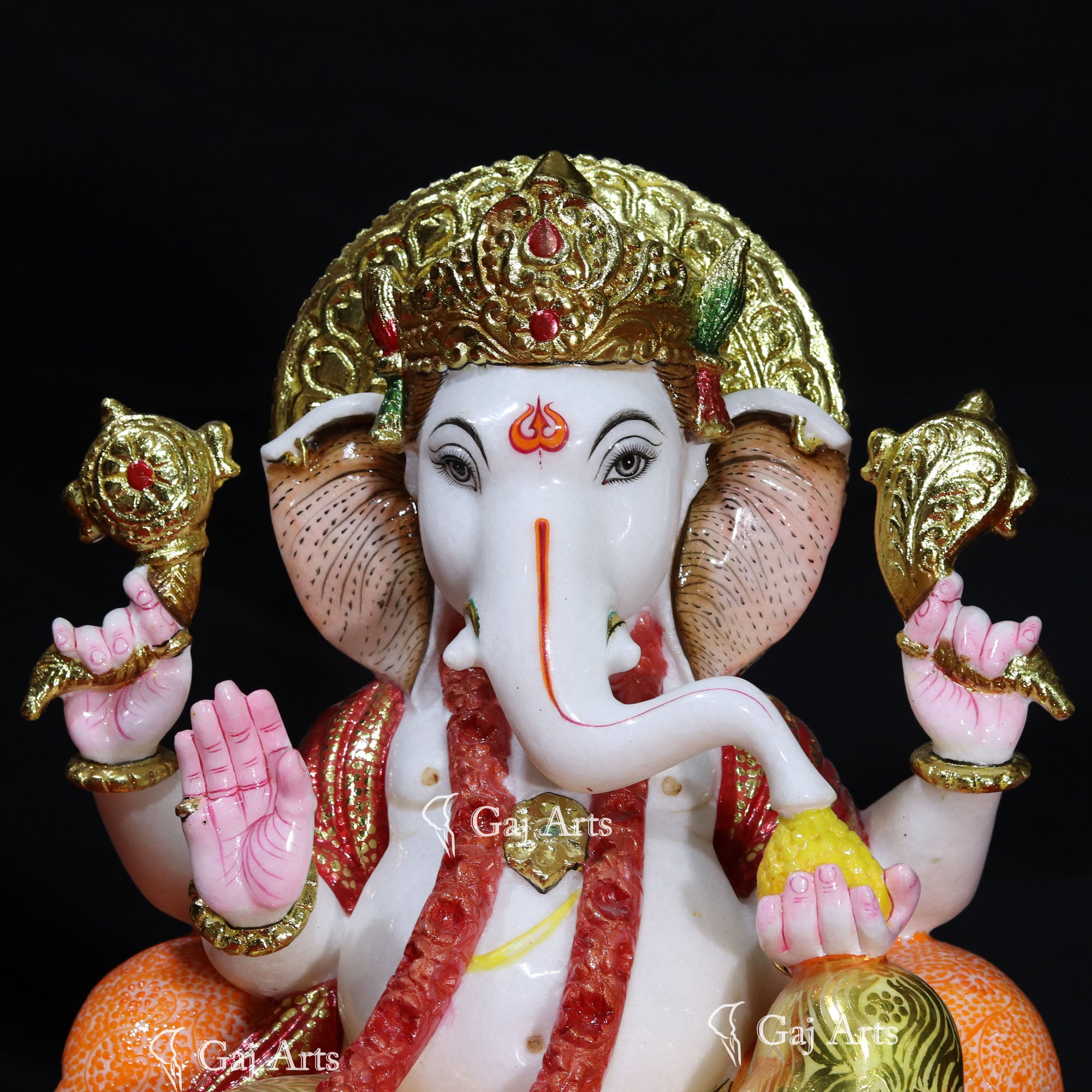 White Makrana Marble Ganesh Statue | 18 Inch