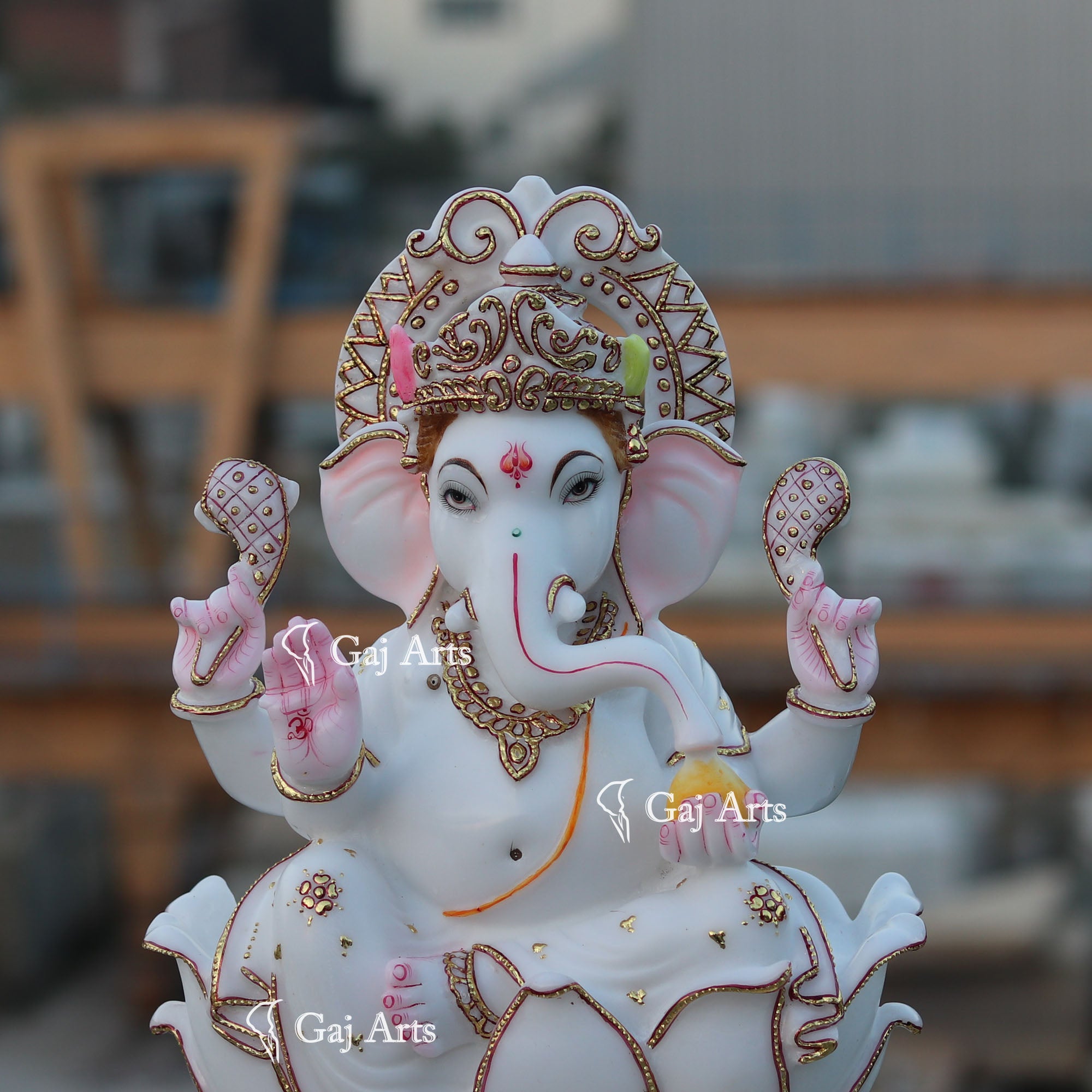 White Marble Ethiopia Ganesh Idol | 18 Inch