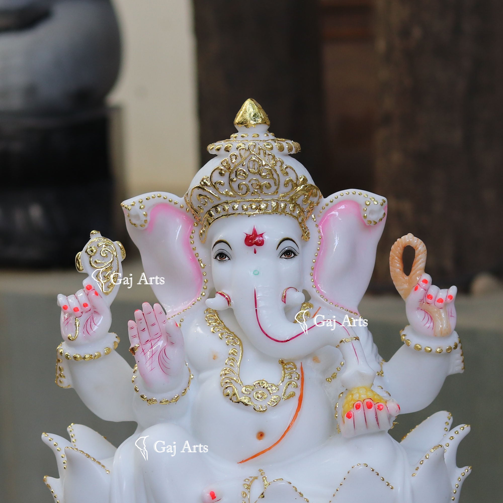 White Marble Ethiopia Ganesh Idol | 18 Inch