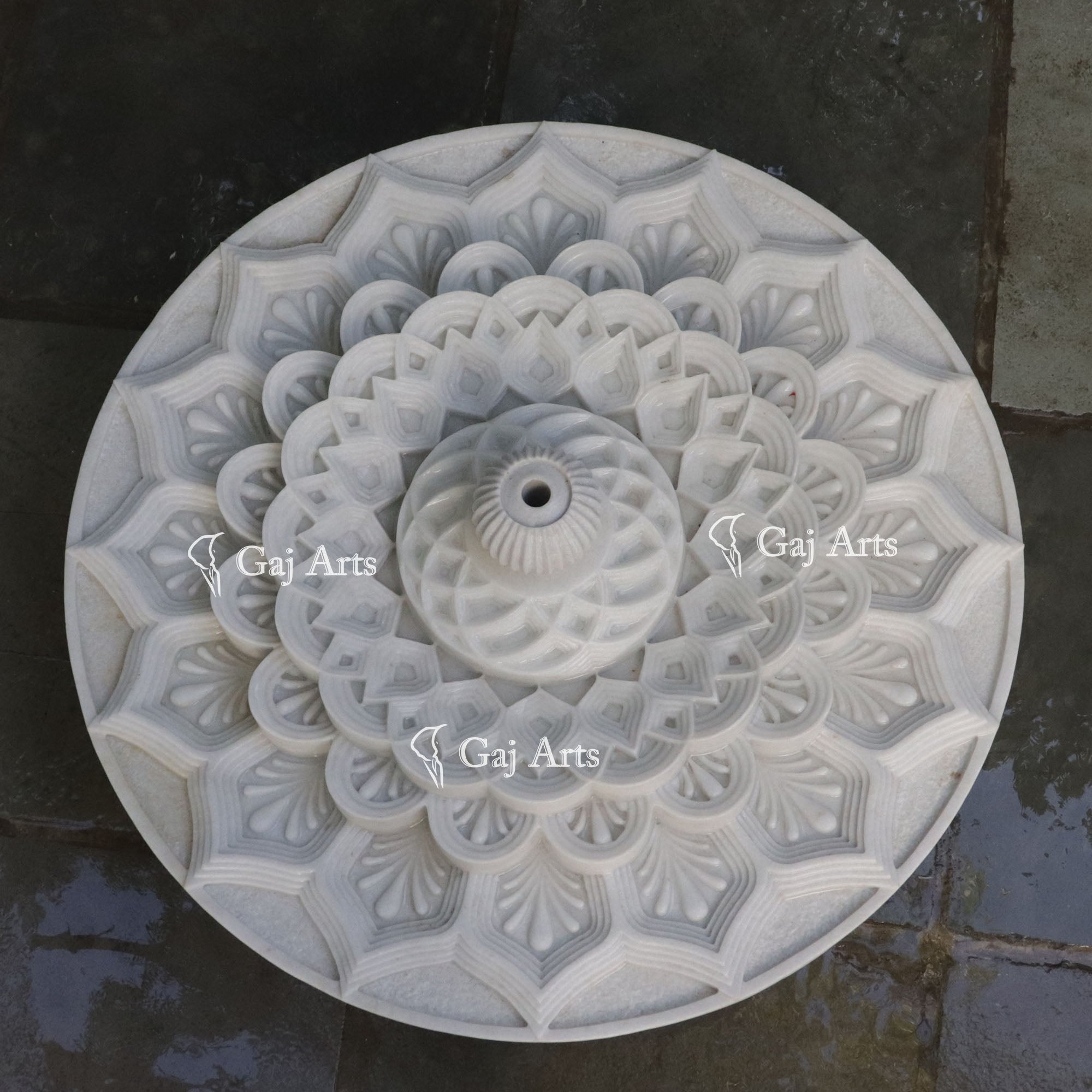 White Marble Tiered Floral Fountain | 36 Inch