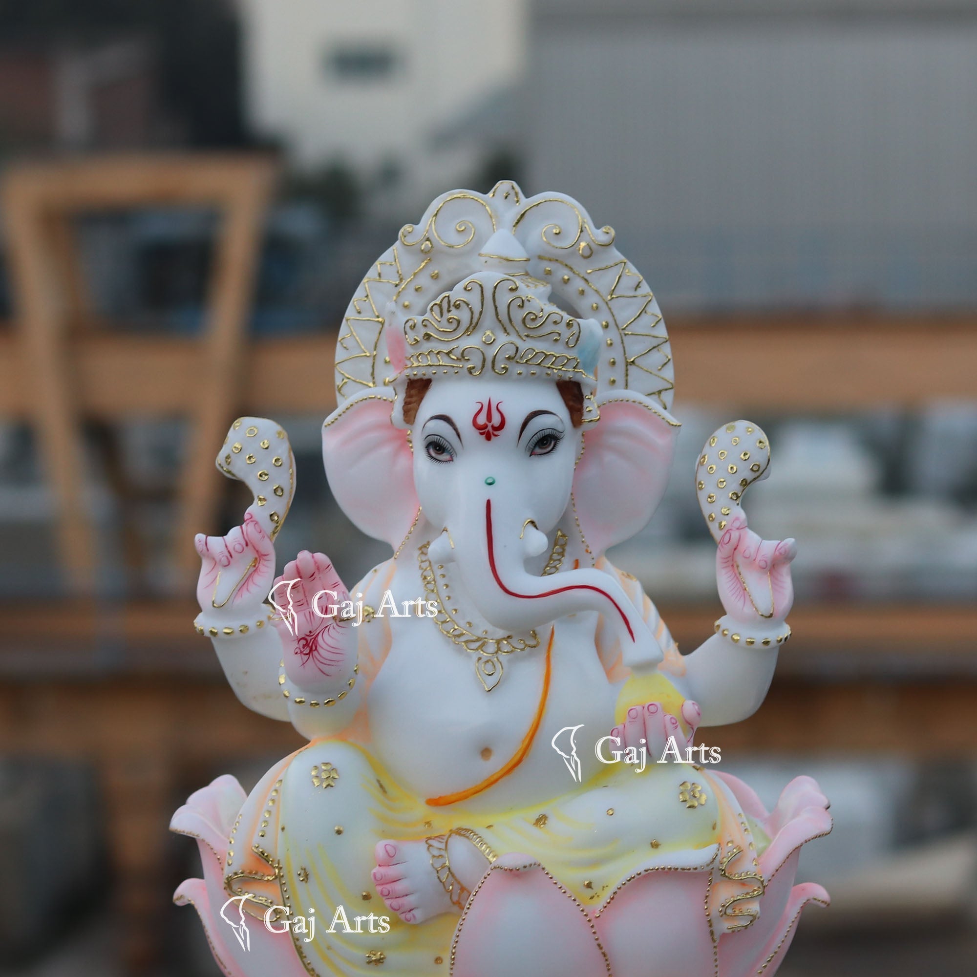 White Marble Ethiopia Ganesh Idol | 18 Inch