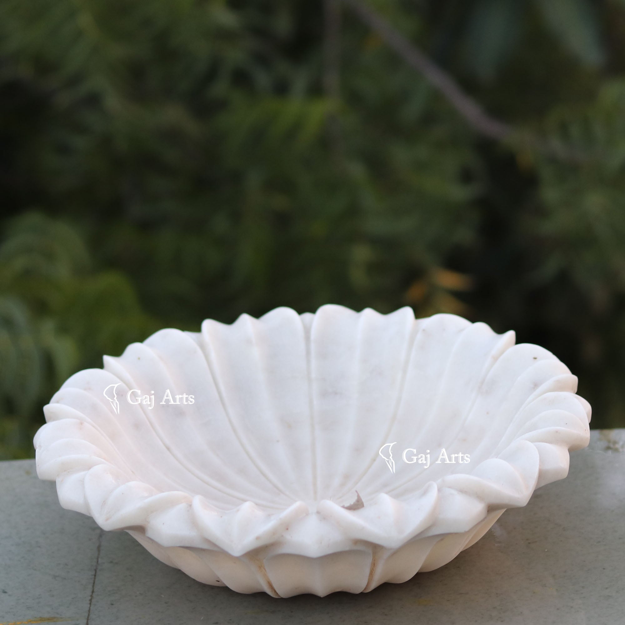 White Marble Luxury Floral Bowl | 12 Inch