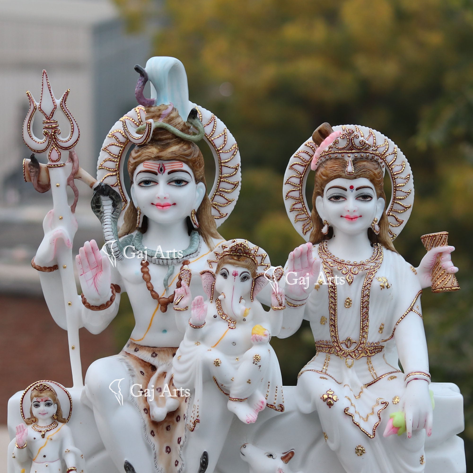 White Marble Ethiopia Shiv Parivar Idol | 24 Inch